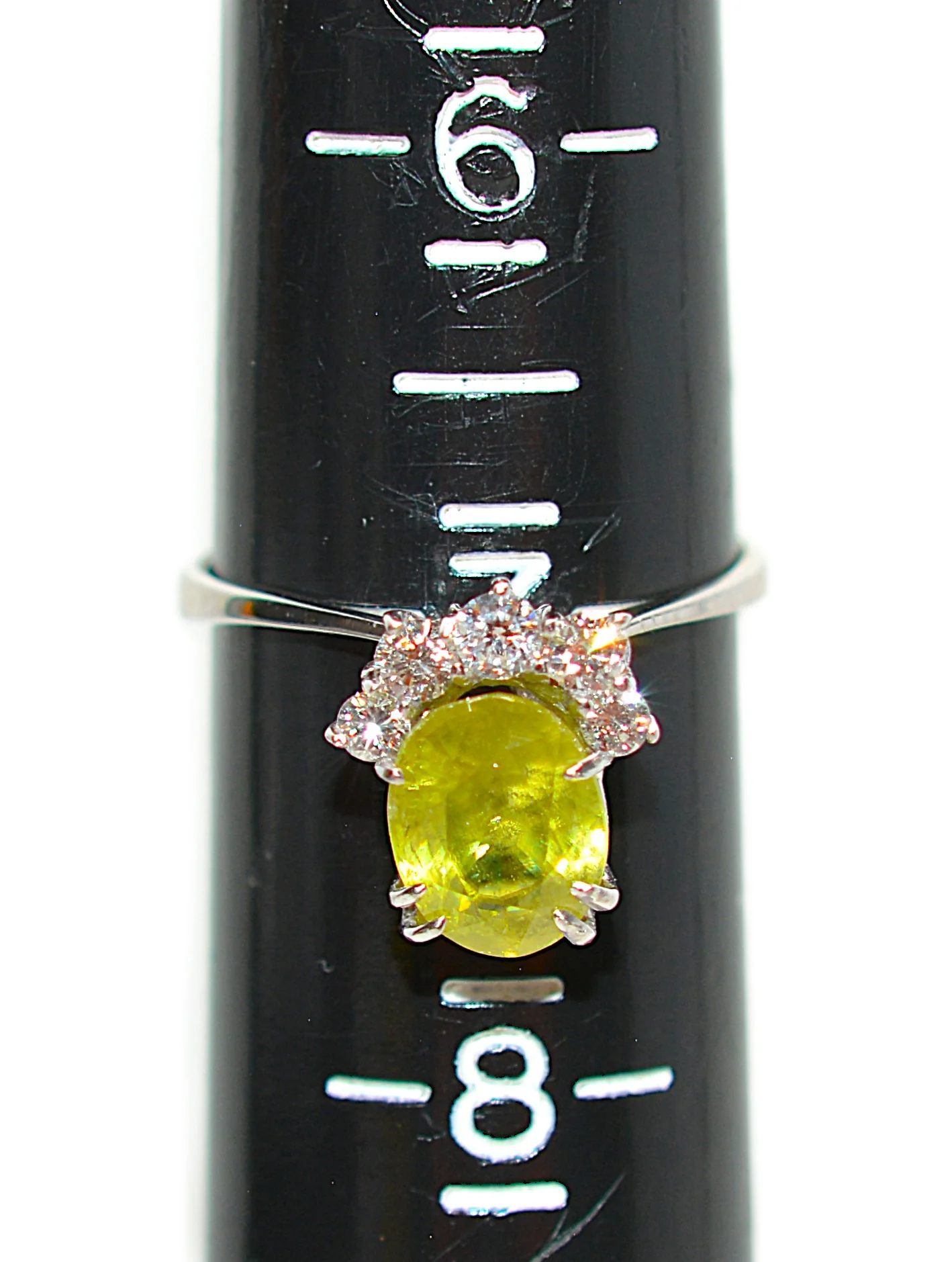 Natural Sphene & Diamond Ring 14K White Gold 2.52tcw Titanite Gemstone Yellow Green Ring Womens Ring Statement Ring Vintage Estate Ring - Image 12