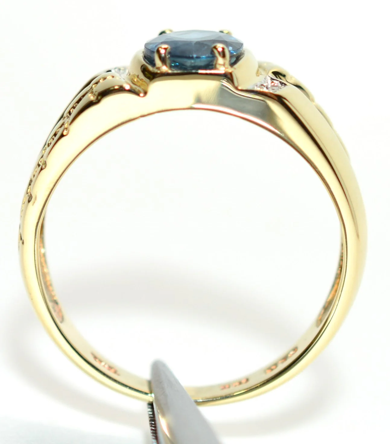 Natural Ceylon Sapphire & Diamond Ring 10K Solid Gold 1.52tcw Mens Ring Gents Ring Vintage Ring Cocktail Ring Blue Statement Ring Birthstone - Image 3