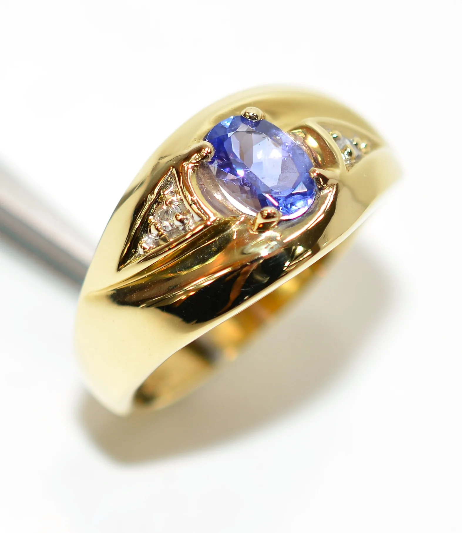 Natural Tanzanite & Diamond Ring 10K Solid Gold .89tcw Men's Ring Gentlemen's Ring Gents Ring Vintage Ring Cocktail Ring Statement Ring - Image 4