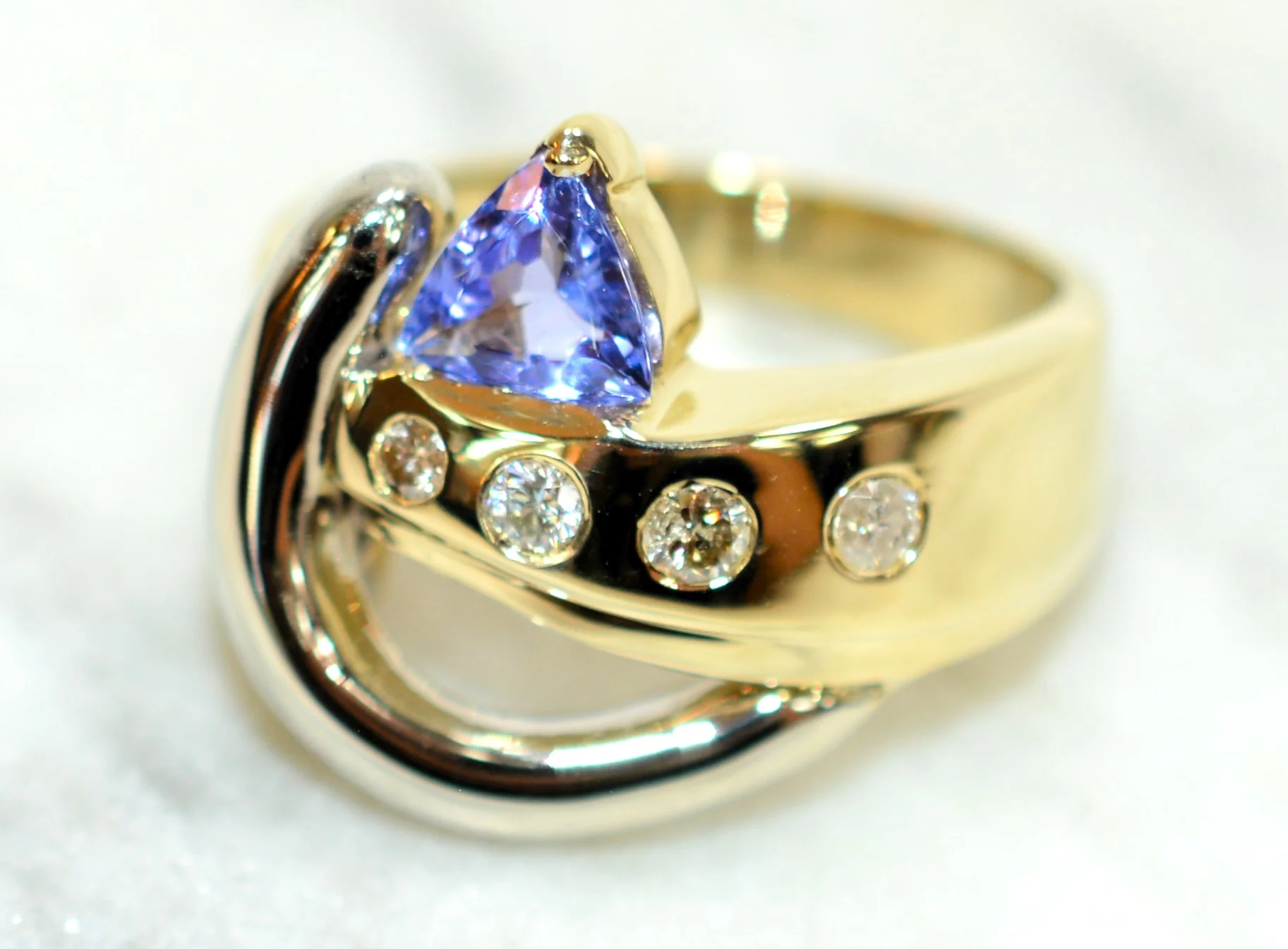Natural Tanzanite & Diamond Ring 14K Solid Gold .76tcw Cocktail Ring Tanzanite Ring Statement Cocktail Birthstone Ring Estate Jewellery Gem - Image 8
