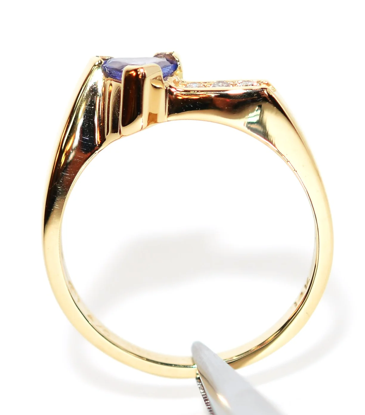 Natural Tanzanite & Diamond Ring 14K Solid Gold .56tcw Gemstone Ring Birthstone Ring Statement Ring Cocktail Ring Tanzanite Ring Estate - Image 3