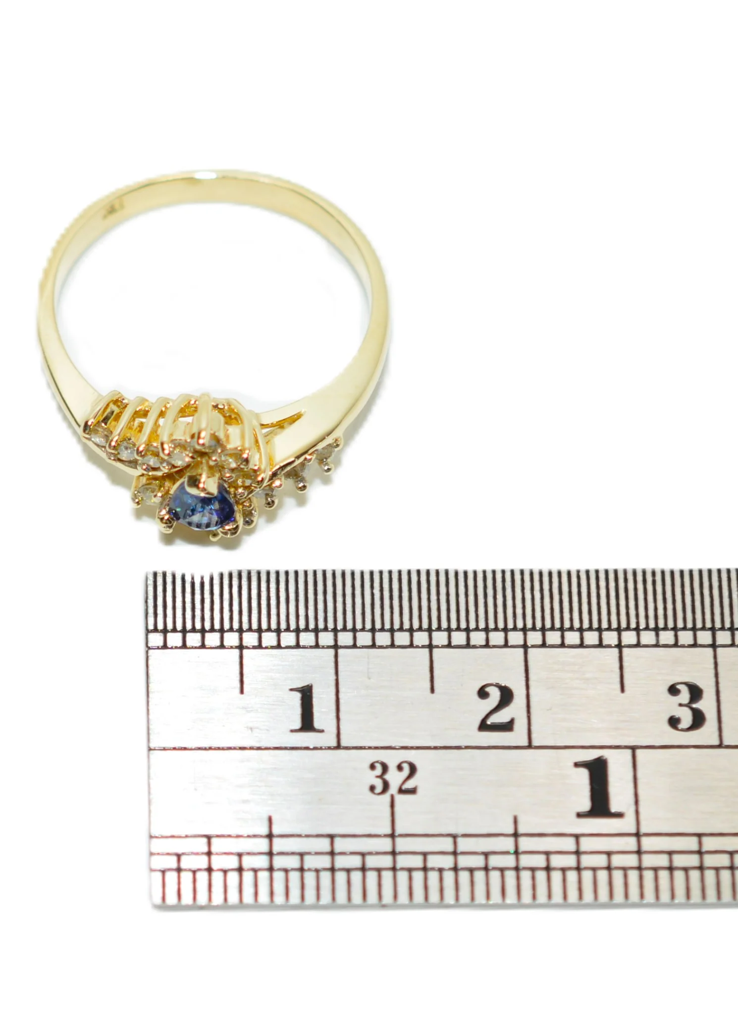 Natural Tanzanite & Diamond Ring 14K Solid Gold .49tcw Rare Gemstone Ring Blue Statement Ring Promise Ring Womens Ring Trillion Estate Ring - Image 10