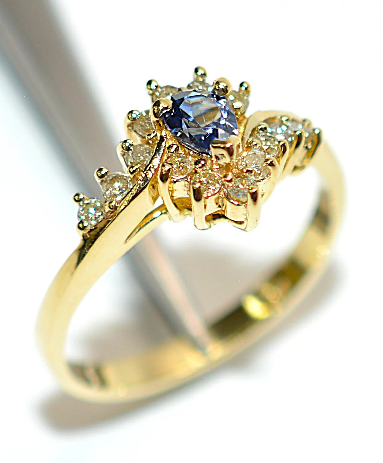 Natural Tanzanite & Diamond Ring 14K Solid Gold .49tcw Rare Gemstone Ring Blue Statement Ring Promise Ring Womens Ring Trillion Estate Ring - Image 4