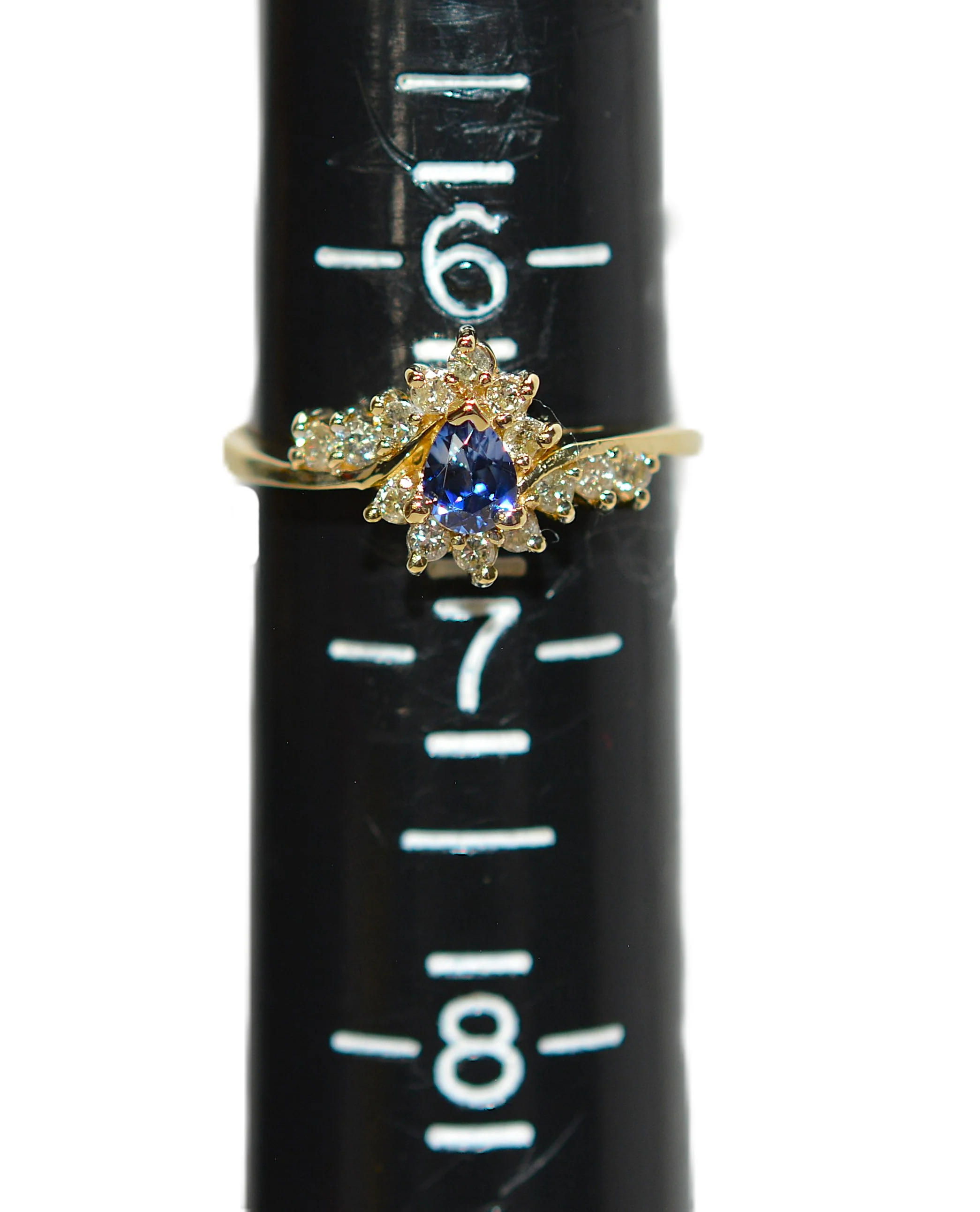 Natural Tanzanite & Diamond Ring 14K Solid Gold .49tcw Rare Gemstone Ring Blue Statement Ring Promise Ring Womens Ring Trillion Estate Ring - Image 9