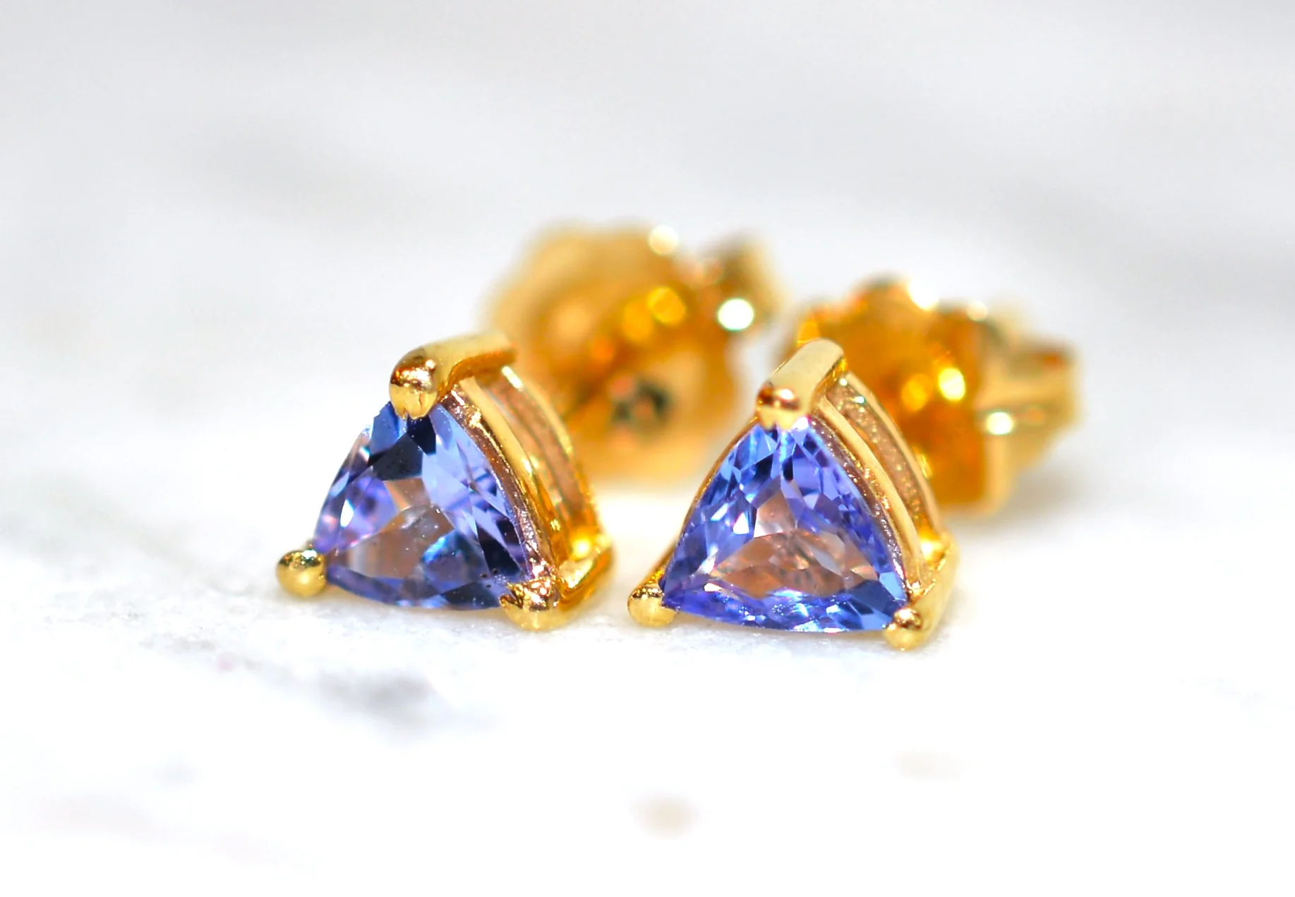 Natural Tanzanite Earrings 14K Solid Gold .36tcw Gemstone Earrings Birthstone Earrings Stud Earrings Solitaire Earrings Purple Earrings - Image 3