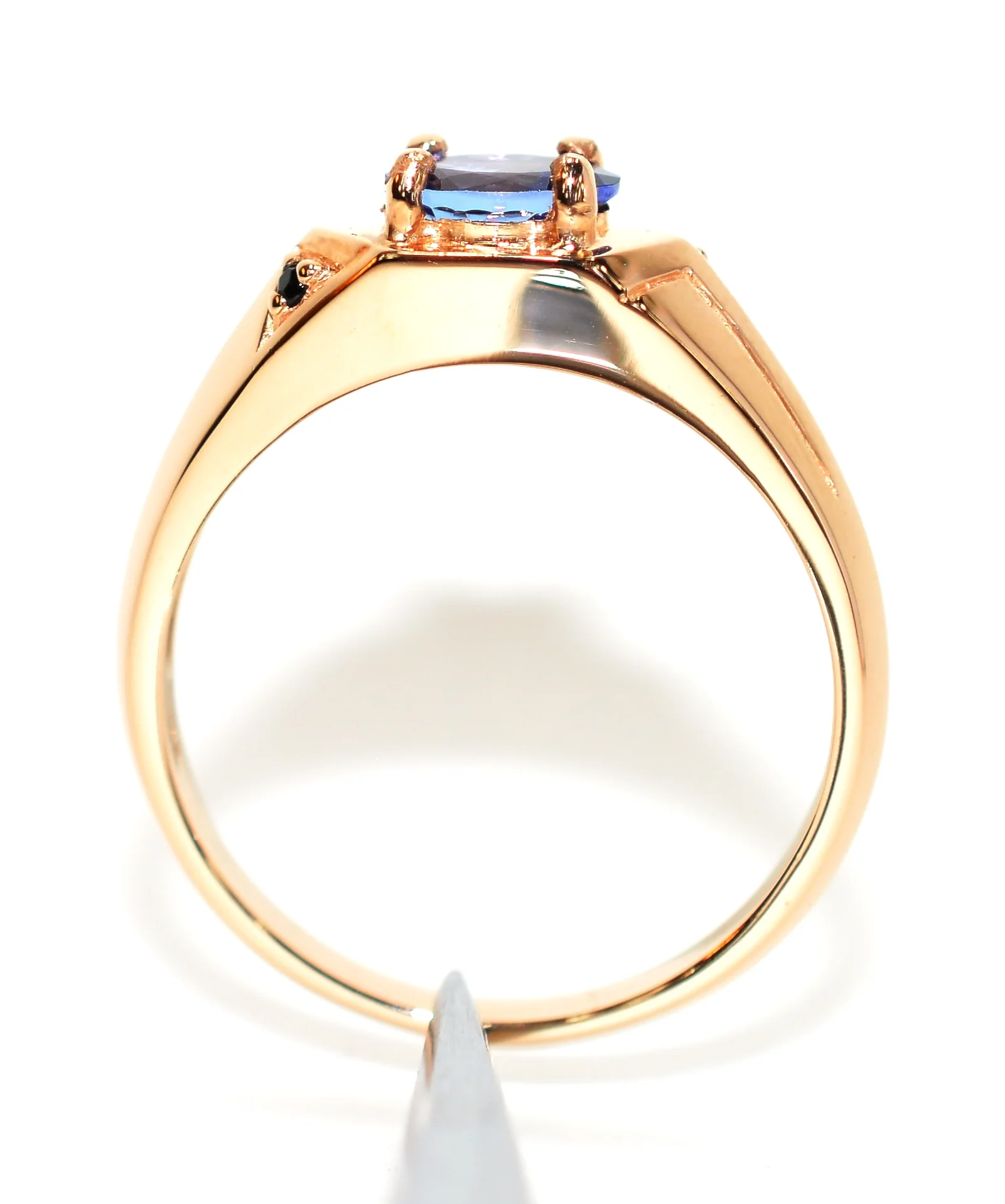Natural Tanzanite & Onyx Ring 14K Solid Rose Gold 1.20tcw Men's Ring Gemstone Ring Birthstone Ring Cocktail Ring Estate Jewelry Fine Vintage Ring - Image 3
