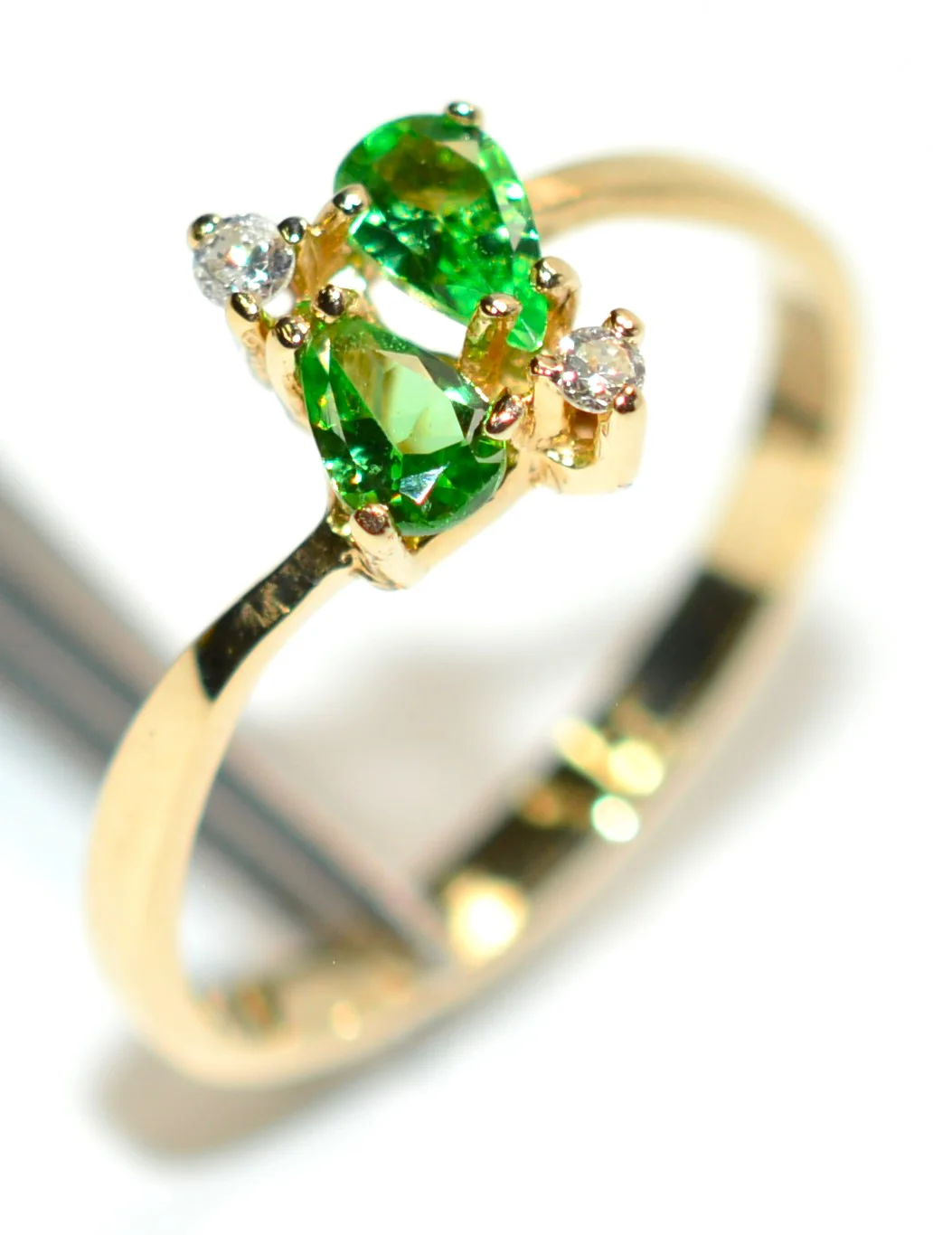 Natural Tsavorite Garnet & Diamond Ring 14K Solid Gold .43tcw Engagement Ring Green Gemstone Ring Pear January Birthstone Ring Garnet Ring - Image 4