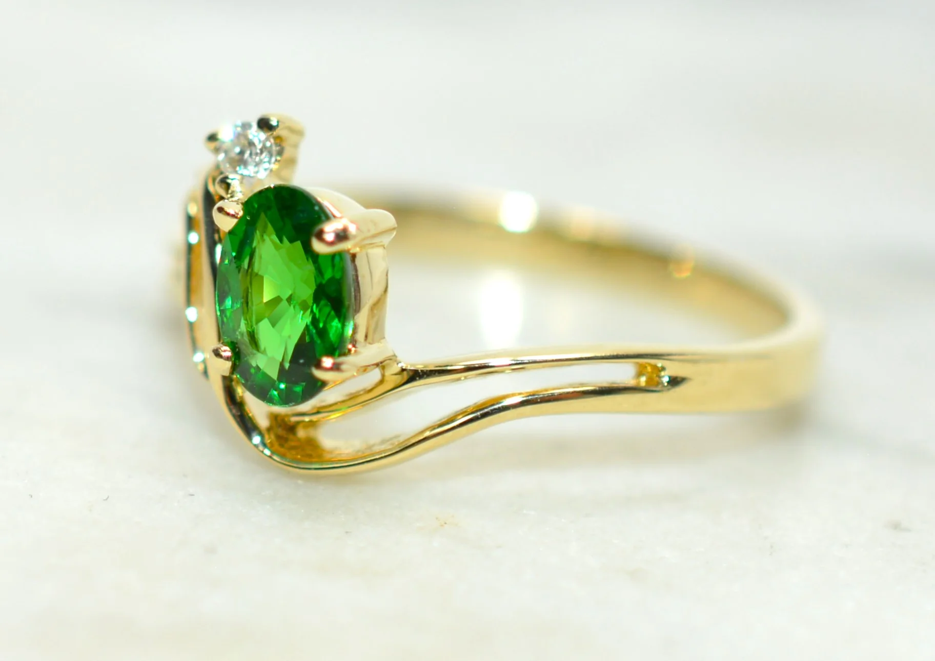 Natural Tsavorite Garnet & Diamond Ring 14K Solid Gold .49tcw Gemstone Ring Engagement Ring Women's Ring Wedding Ring Bridal Jewelry Green - Image 8