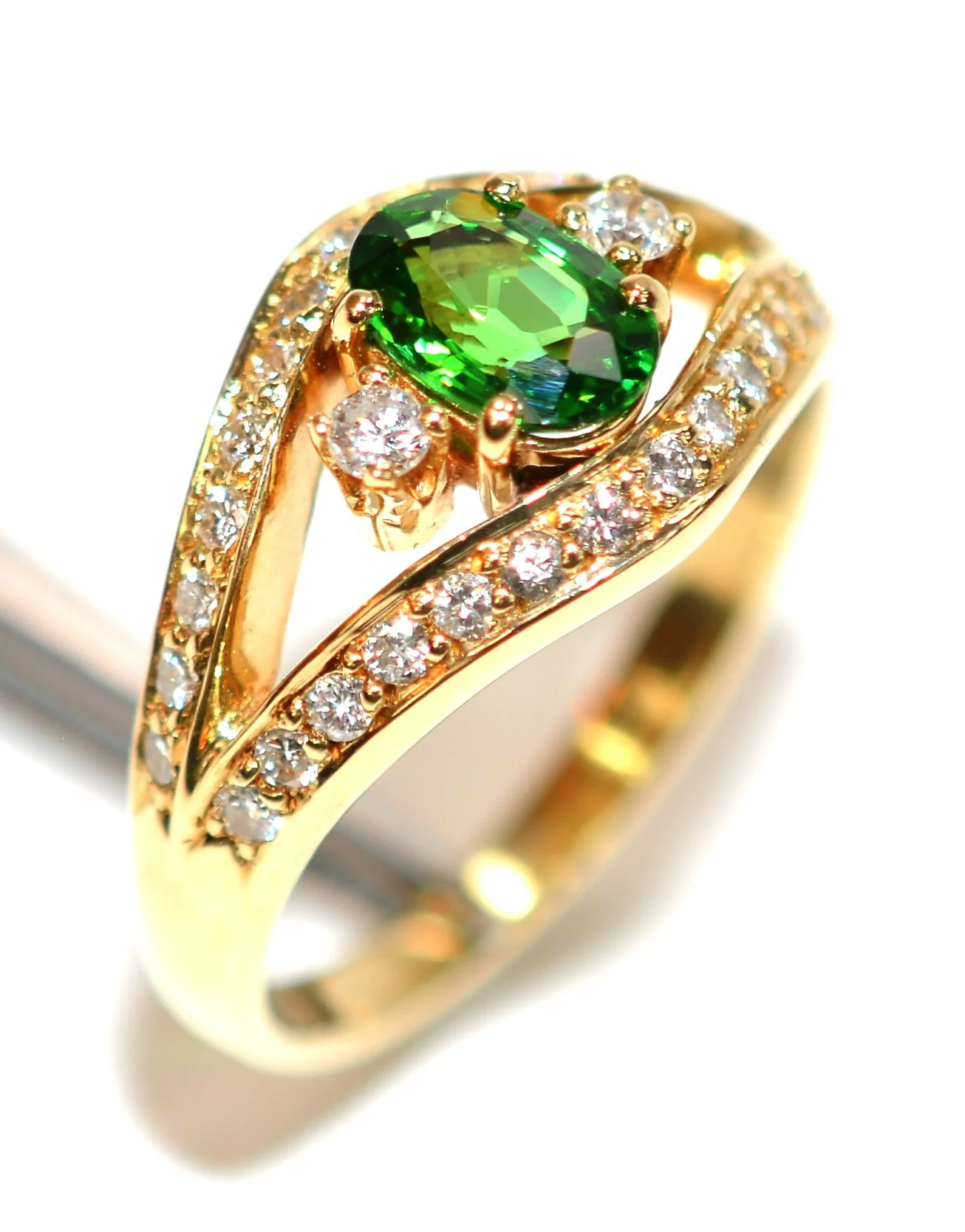 Natural Tsavorite Garnet & Diamond Ring 14K Solid Gold Ring 1.05tcw Garnet Ring Green Ring Birthstone Ring Cocktail Ring Fine Statement Ring - Image 4