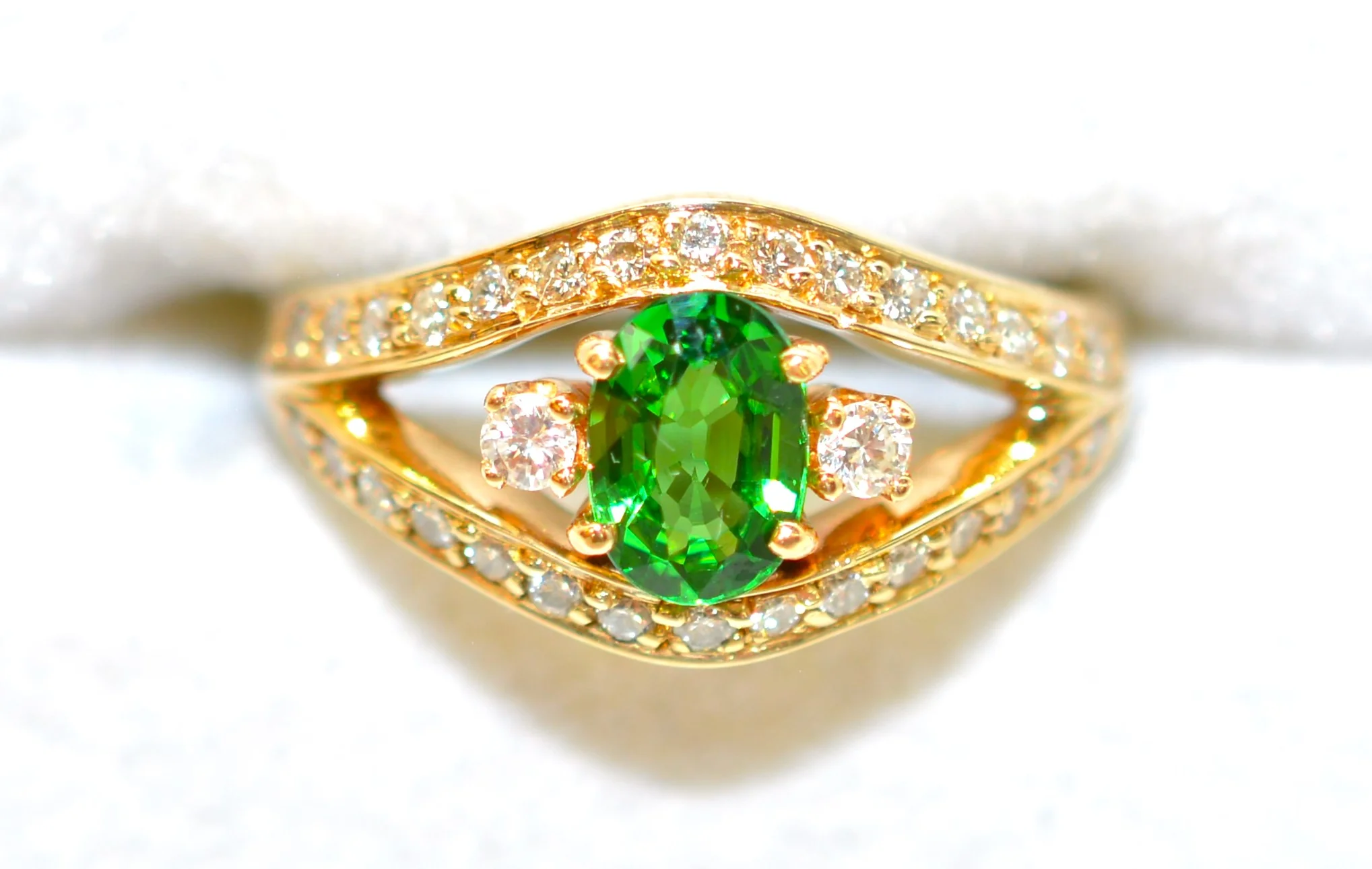 Natural Tsavorite Garnet & Diamond Ring 14K Solid Gold Ring 1.05tcw Garnet Ring Green Ring Birthstone Ring Cocktail Ring Fine Statement Ring - Image 5