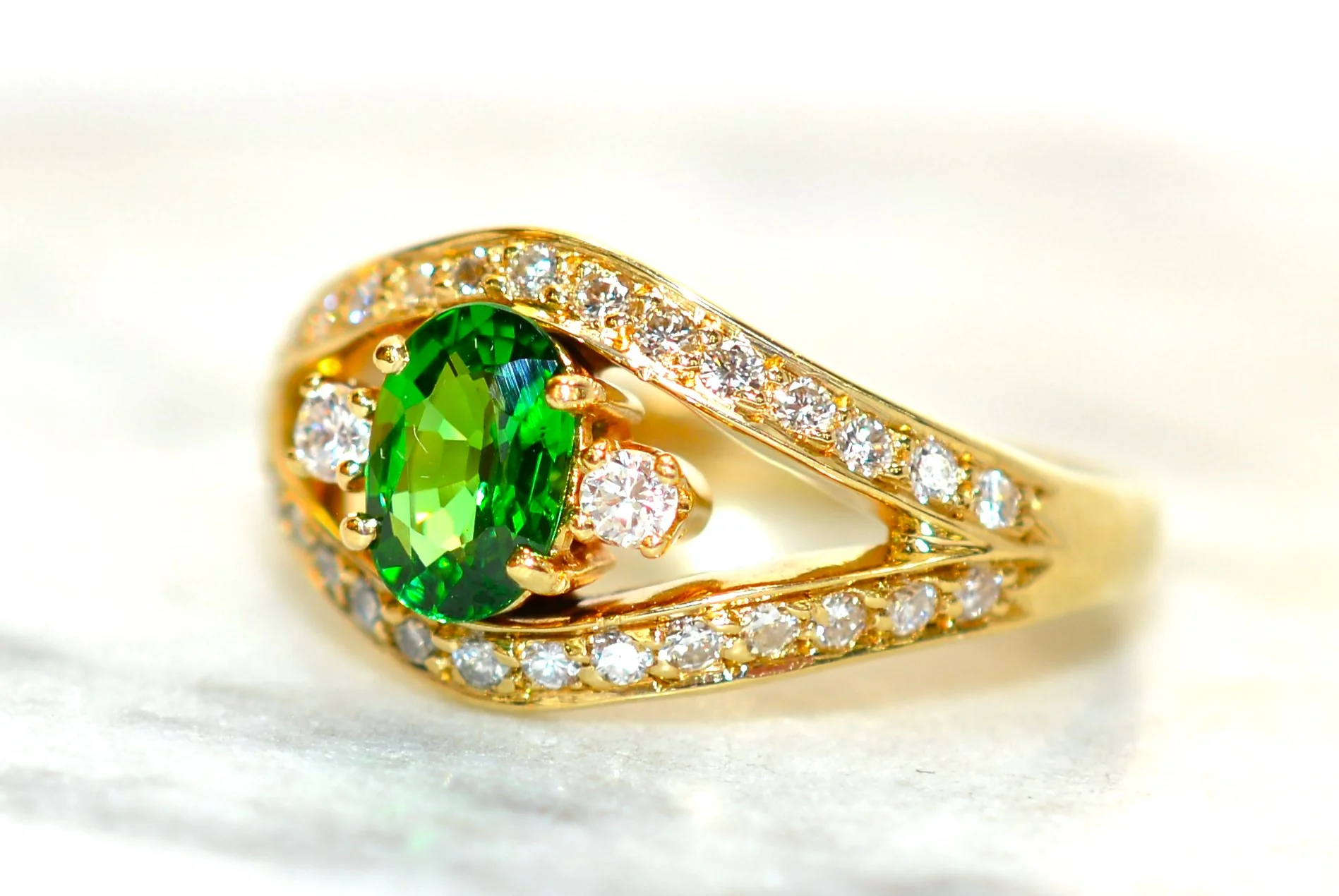 Natural Tsavorite Garnet & Diamond Ring 14K Solid Gold Ring 1.05tcw Garnet Ring Green Ring Birthstone Ring Cocktail Ring Fine Statement Ring - Image 8