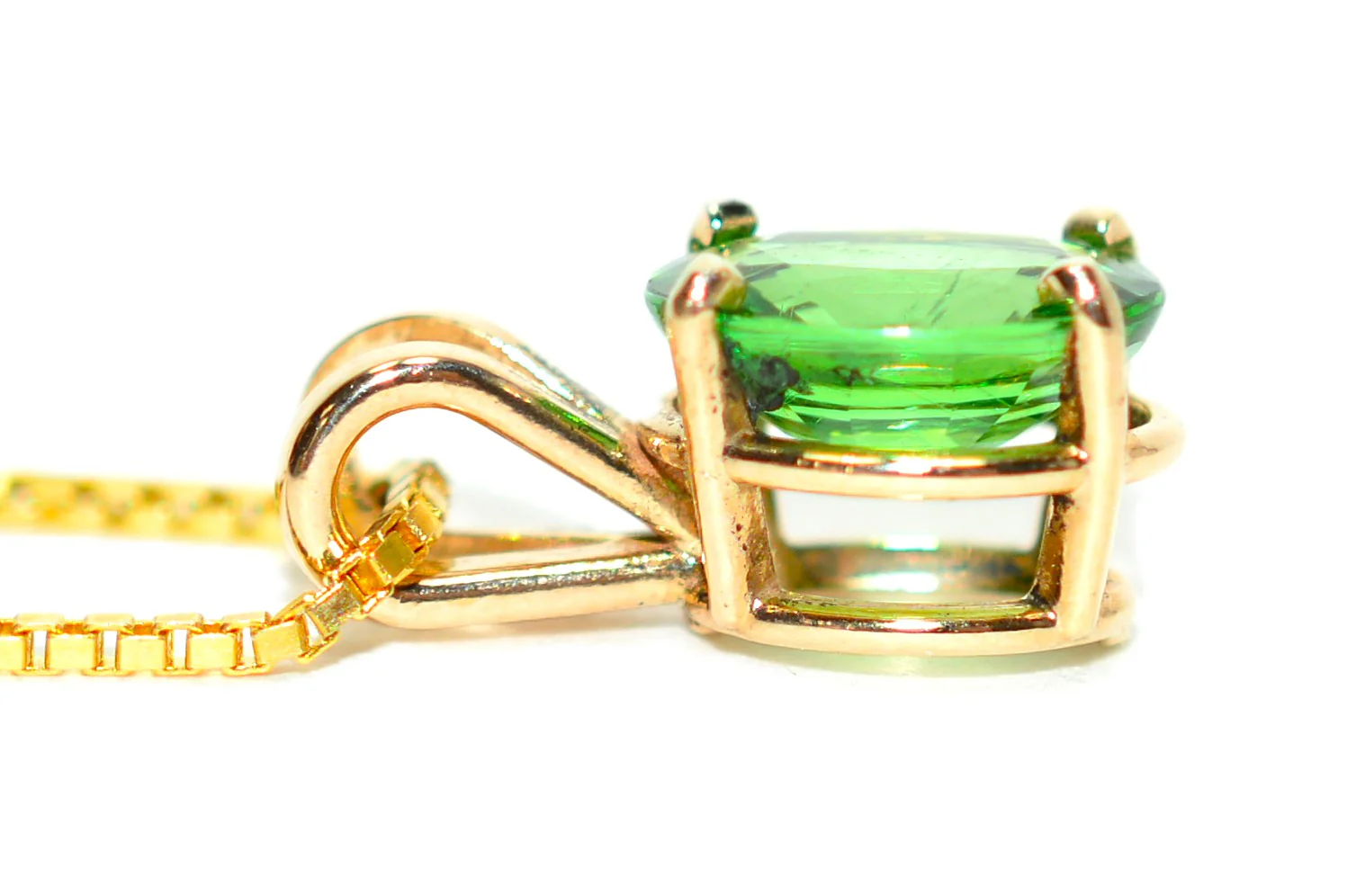 Natural Tsavorite Garnet Necklace 14K Solid Gold 1.01ct Pendant Necklace January Birthstone Green Gemstone Solitaire Statement Jewelry - Image 5