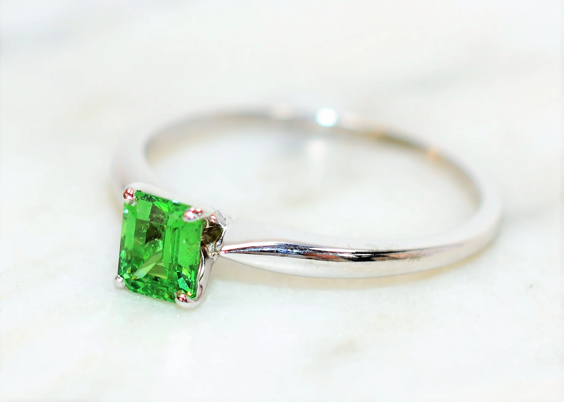 Natural Tsavorite Garnet Ring 18K Solid White .78ct Gold Women's Ring Solitaire Ring Engagement Ring Bridal Jewelry Birthstone Ring Jewellery - Image 8