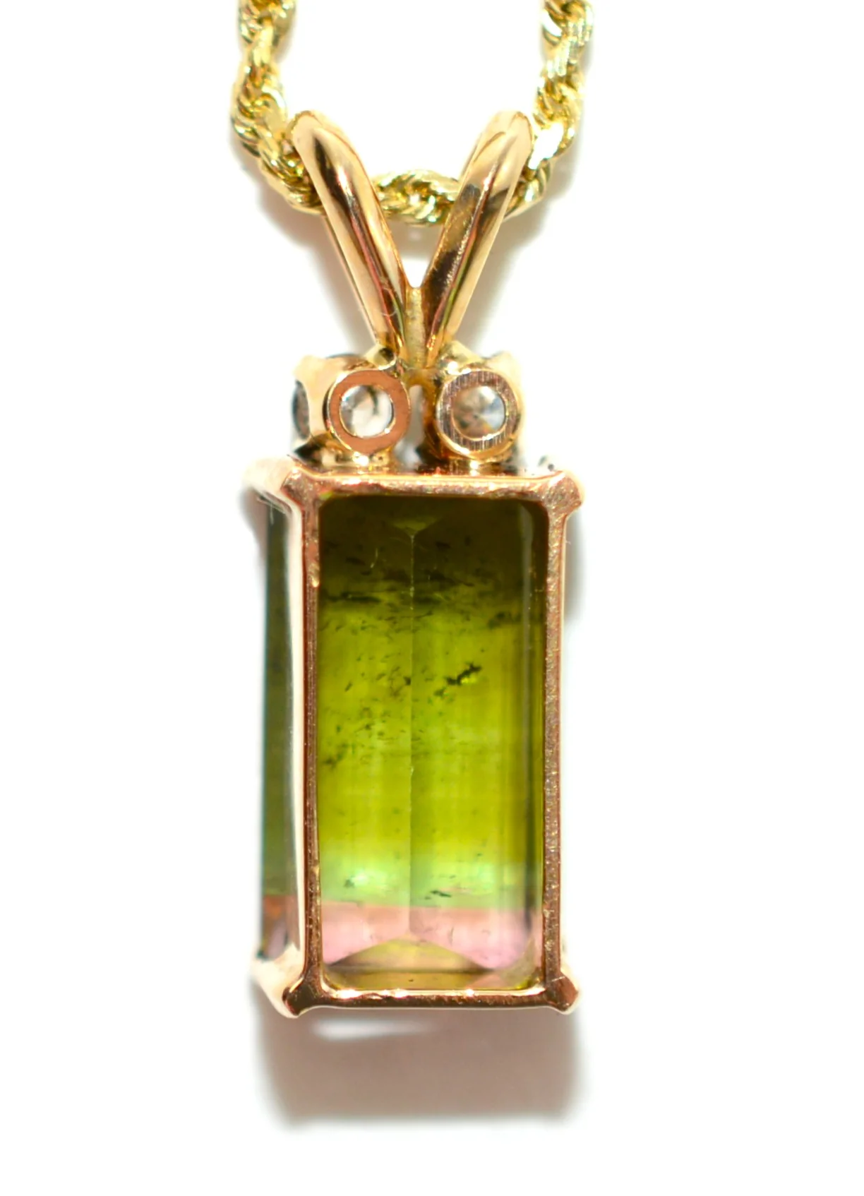 Natural Watermelon Tourmaline & Diamond Necklace 14K Solid Gold 2.71tcw Tourmaline Pendant Rare Gemstone Statement Necklace Cocktail Jewelry - Image 7