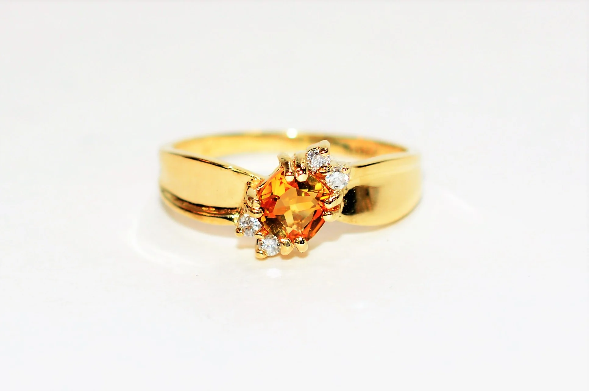 Natural Orange Sapphire & Diamond Ring 10K Solid Gold .76tcw September Birthstone Ring Gemstone Ring Orange Ring Women's Ring Ladies Ring