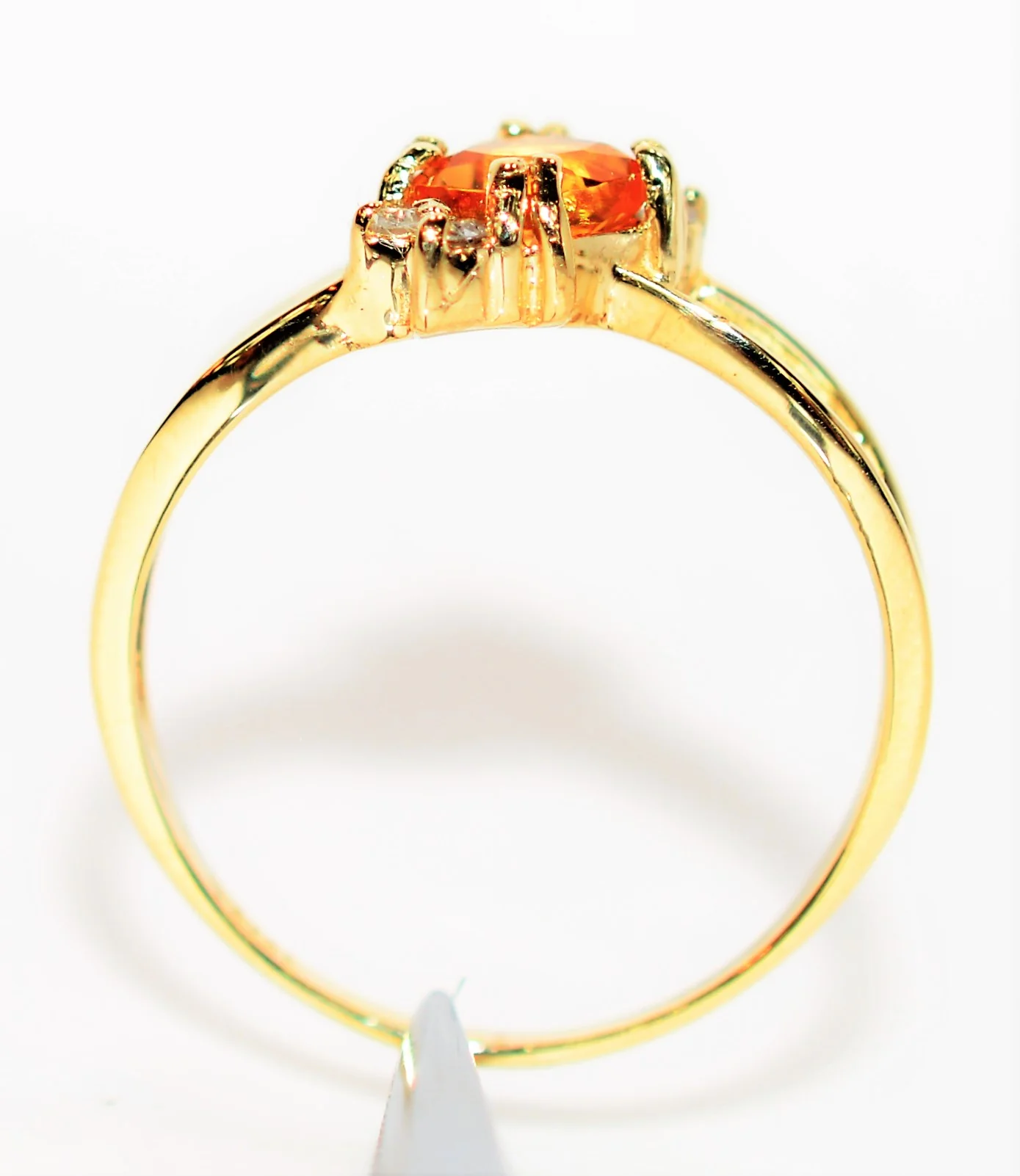 Natural Orange Sapphire & Diamond Ring 10K Solid Gold .76tcw September Birthstone Ring Gemstone Ring Orange Ring Women's Ring Ladies Ring - Image 3