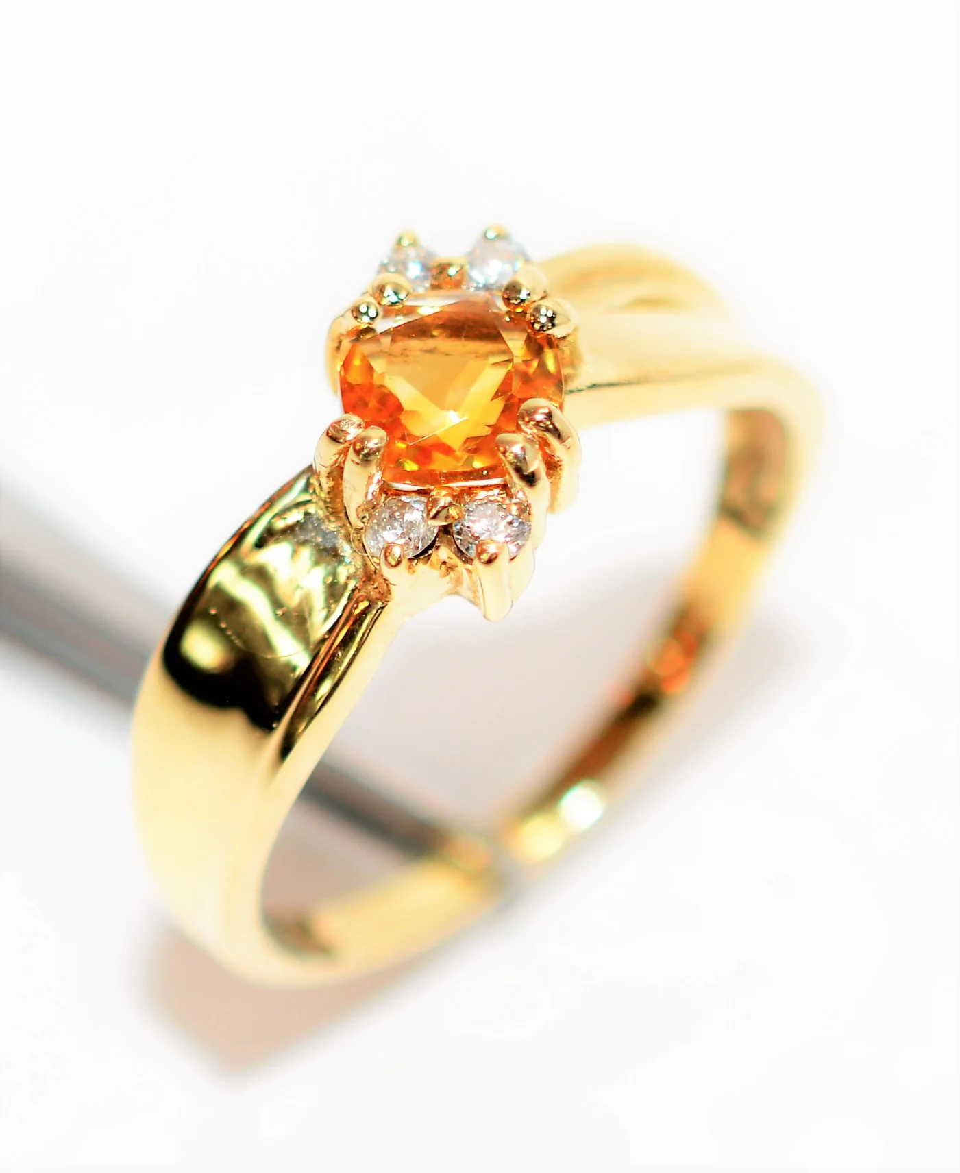 Natural Orange Sapphire & Diamond Ring 10K Solid Gold .76tcw September Birthstone Ring Gemstone Ring Orange Ring Women's Ring Ladies Ring - Image 4