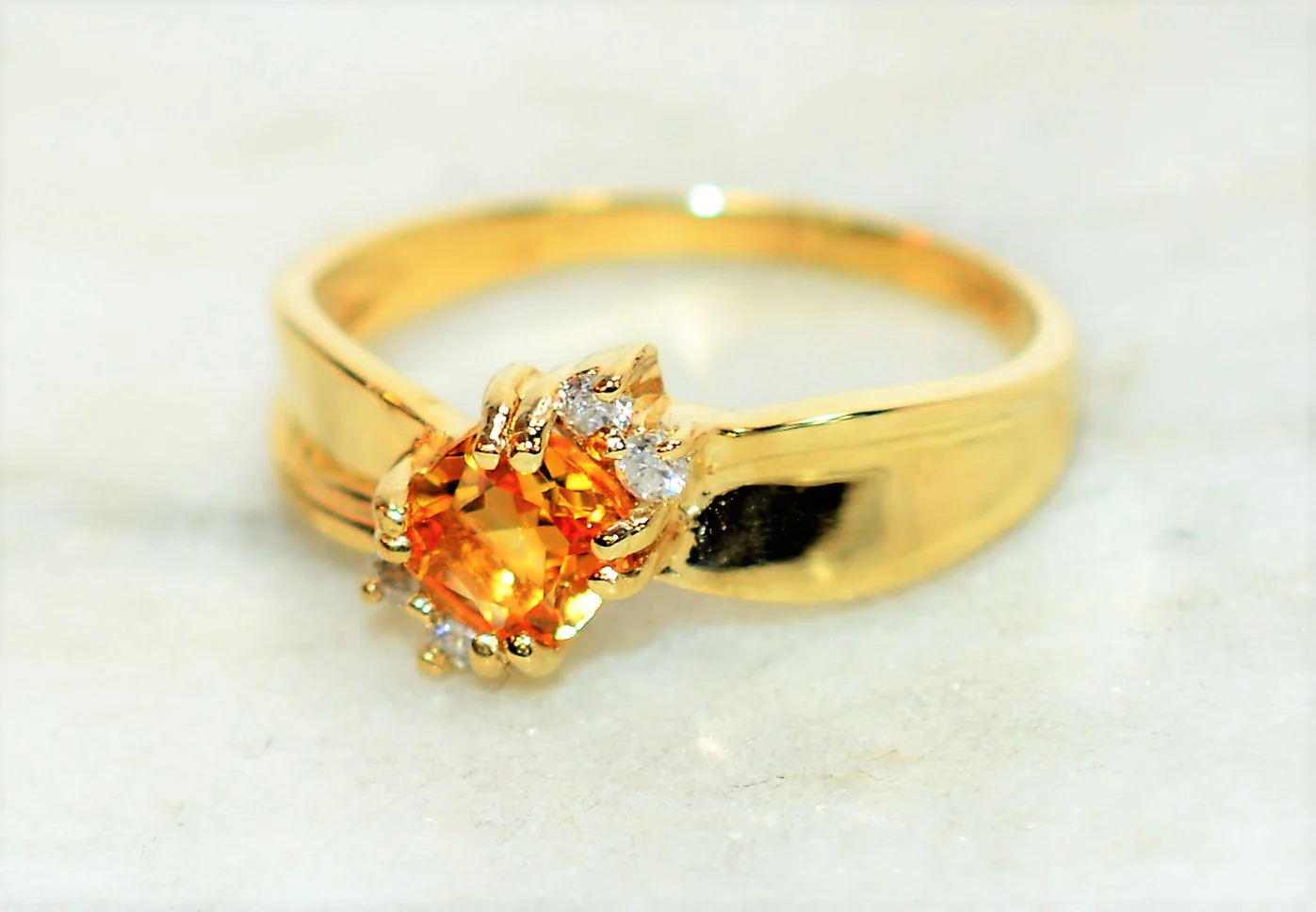 Natural Orange Sapphire & Diamond Ring 10K Solid Gold .76tcw September Birthstone Ring Gemstone Ring Orange Ring Women's Ring Ladies Ring - Image 8