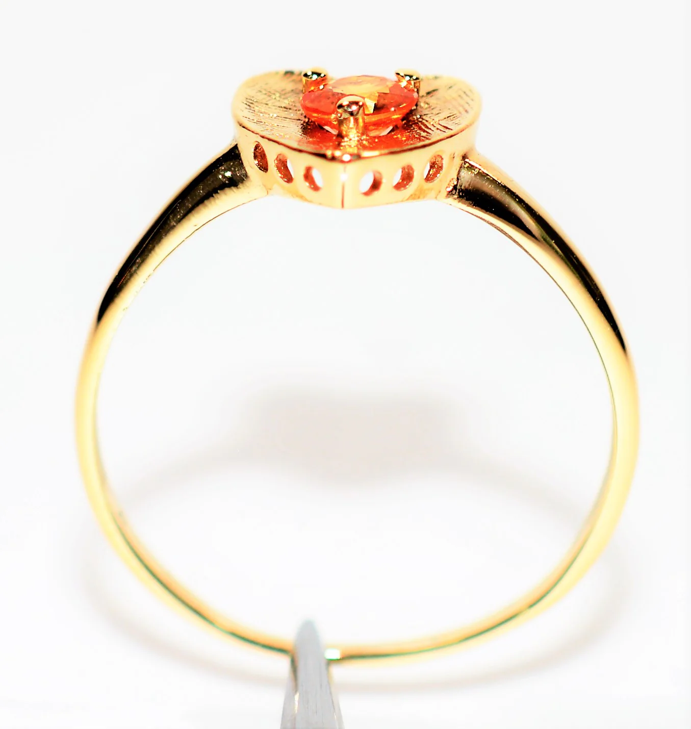 Natural Padparadscha Sapphire Ring 10K Solid Gold .30ct Solitaire Ring Heart Ring Gemstone Ring Promise Ring Love Ring Engagement Ring Fine - Image 3