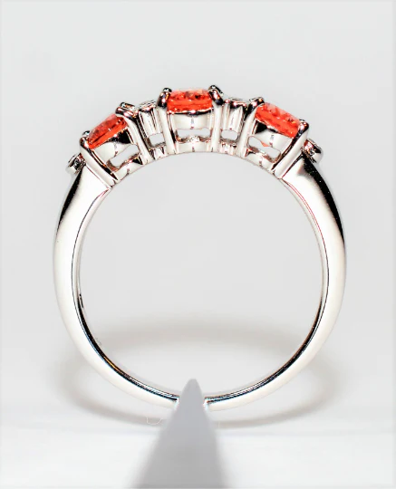 Natural Padparadscha Sapphire & Diamond Ring 14K Solid White Gold 2.07tcw Gemstone Ring September Birthstone Ring Band Ring Stackable Ring - Image 3