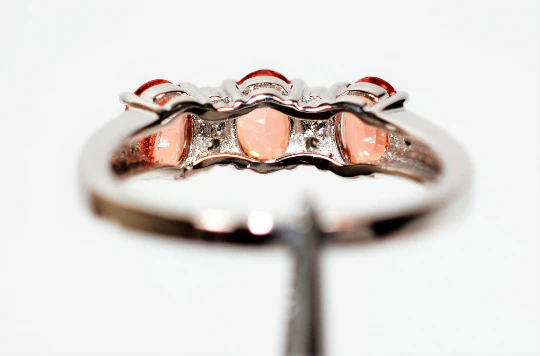 Natural Padparadscha Sapphire & Diamond Ring 14K Solid White Gold 2.07tcw Gemstone Ring September Birthstone Ring Band Ring Stackable Ring - Image 6