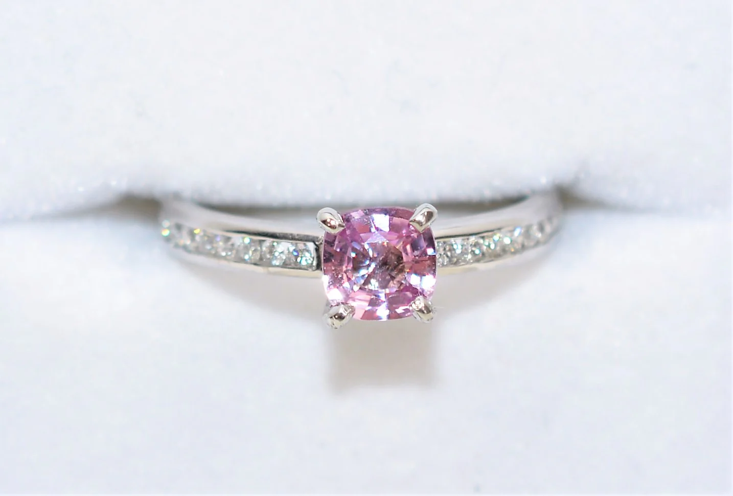 Natural Padparadscha Sapphire & Diamond Ring 14K Solid White Gold .93tcw Engagement Ring Wedding Ring Bridal Jewelry Anniversary Ring Pink - Image 5