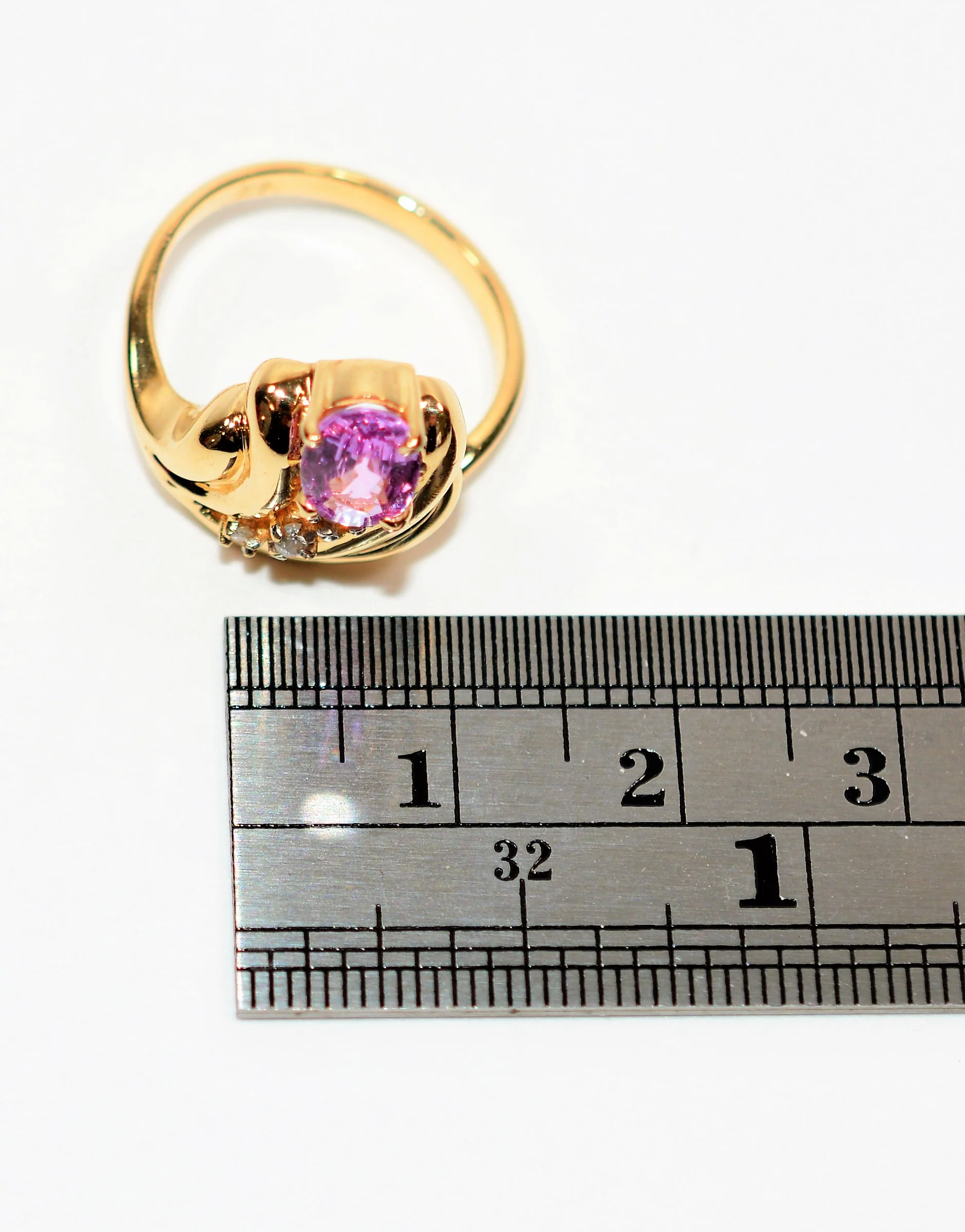 Natural Padparadscha Sapphire & Diamond Ring 14K Solid Gold .99tcw Cocktail Ring Statement Ring September Birthstone Ring Fine Vintage Ring - Image 11