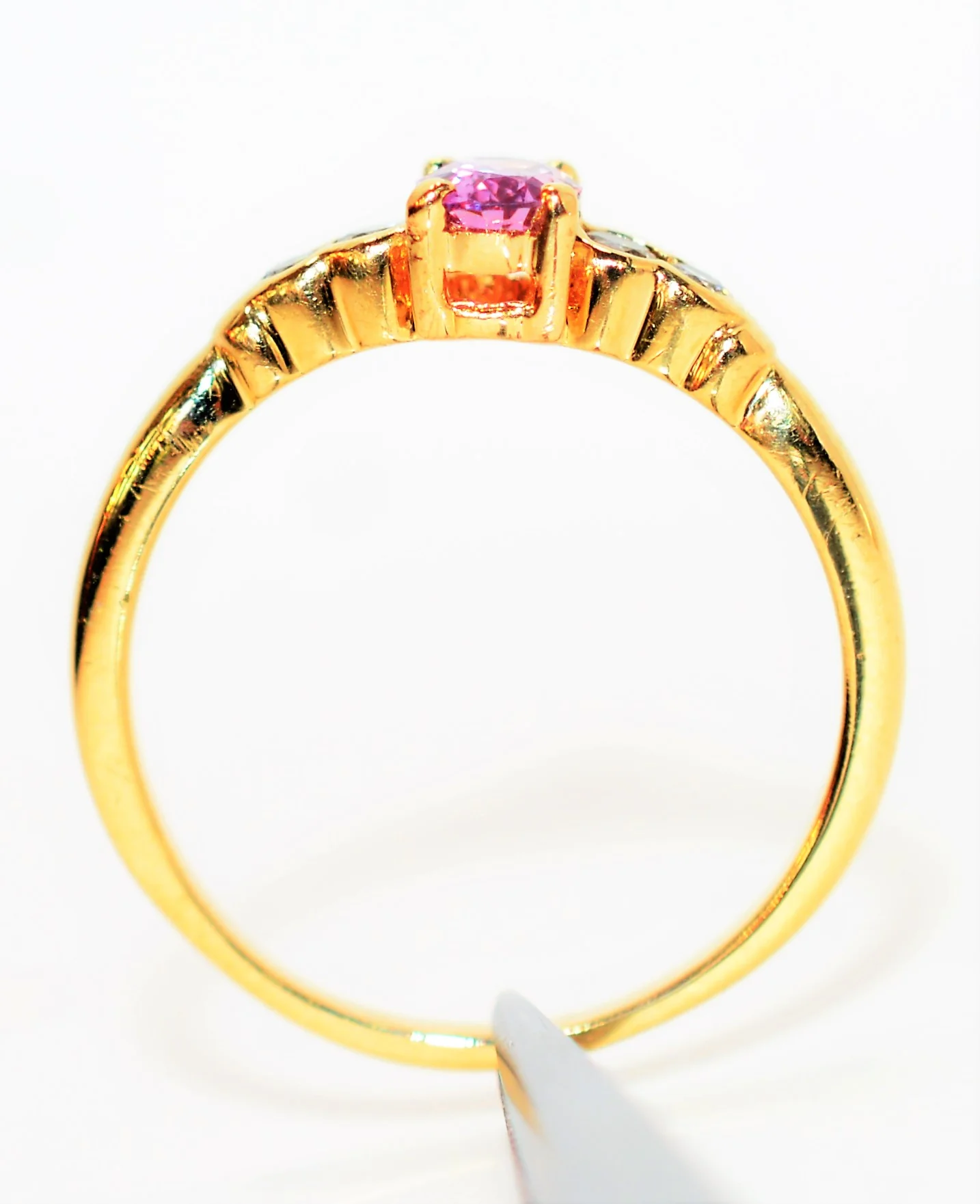 Certified Natural Padparadscha Sapphire & Diamond Ring 14K Solid Gold .56tcw Gemstone Ring Statement Ring Engagement Ring Bridal Jewelry - Image 4