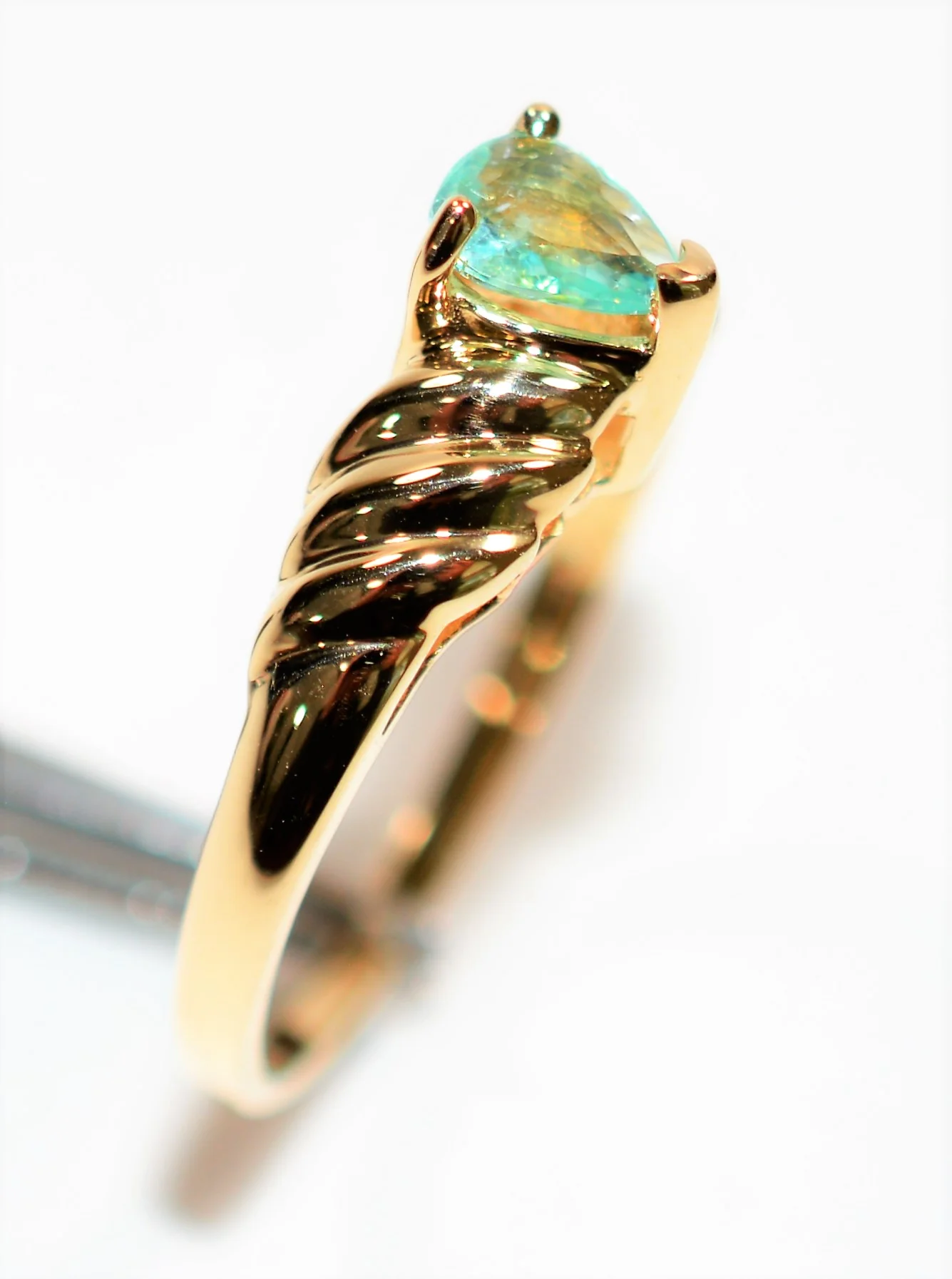 Natural Paraiba Tourmaline Ring 14K Solid Gold .25ct Solitaire Fine Women's Ring Estate Jewelry Fine Jewellery Gemstone Ring Birthstone Ring - Image 4