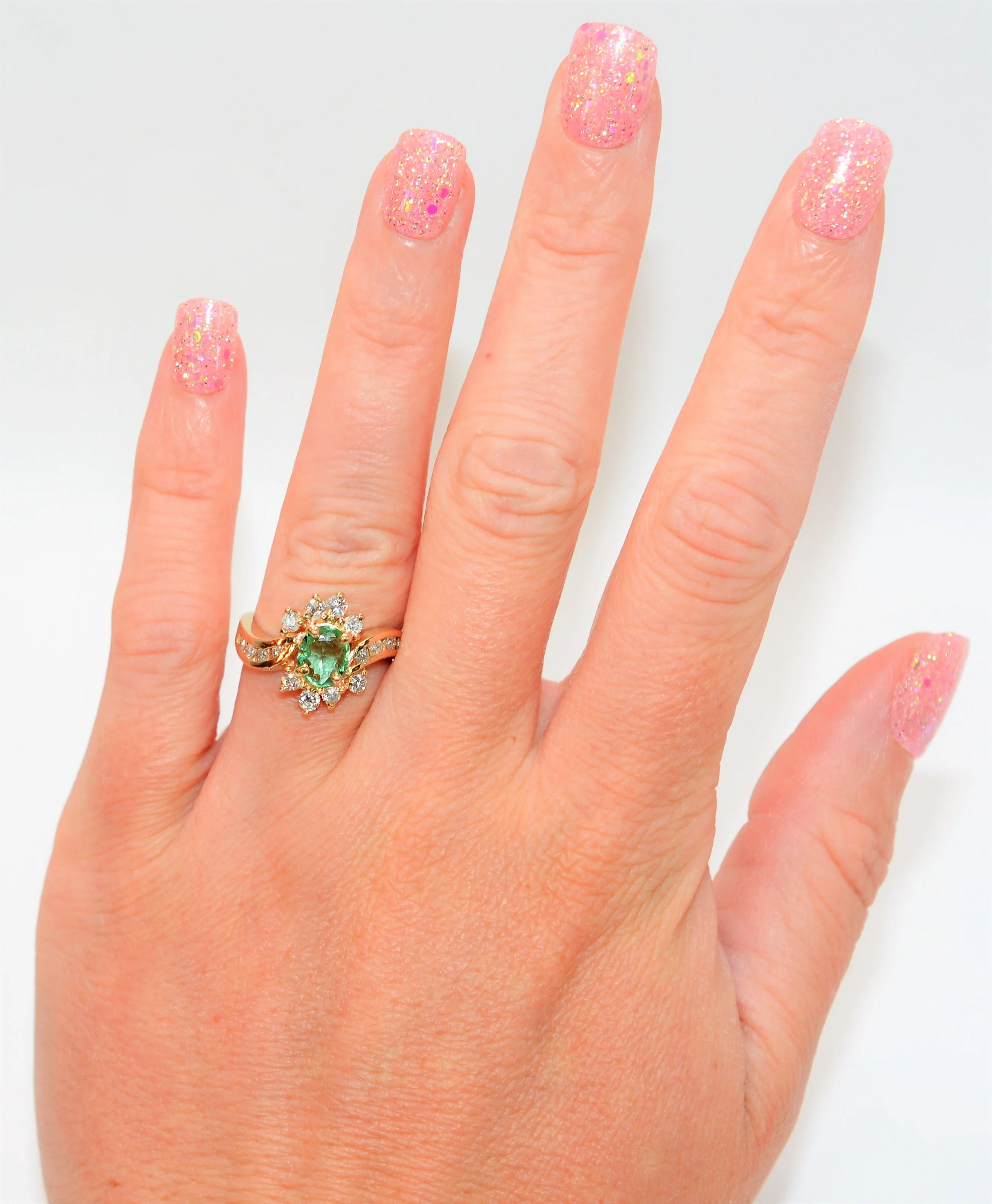Natural Paraiba Tourmaline & Diamond Ring 14K Solid Gold 1.31tcw Fine Gemstone Women's Ring Estate Jewelry Cluster Statement Ring - Image 2