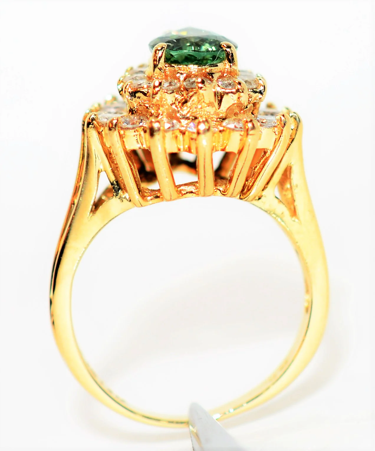 Natural Paraiba Tourmaline & Diamond Ring 14K Solid Gold 2.23tcw Cluster Ring Statement Ring Diamond Halo Gemstone Ring Engagement Ring - Image 3