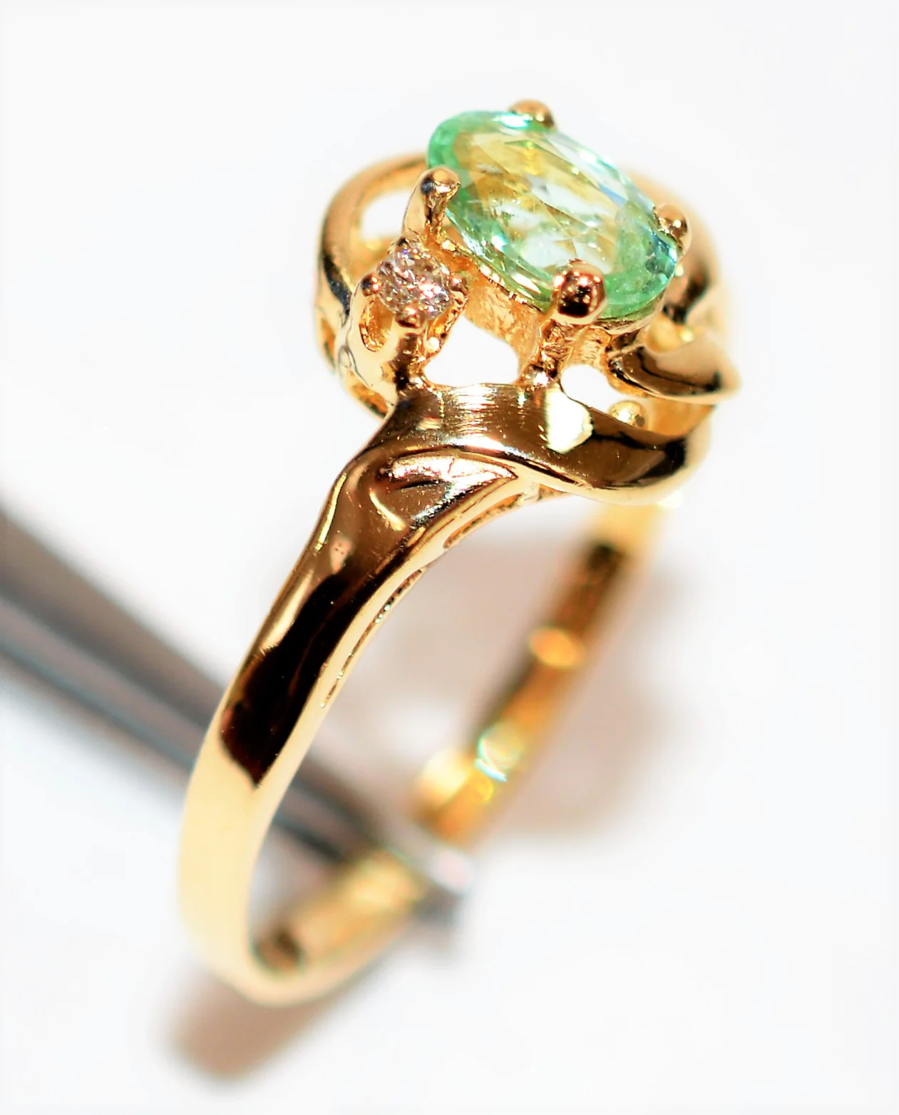 Natural Paraiba Tourmaline & Diamond Ring 14K Solid Gold .48tcw Gemstone Birthstone Women's Estate Jewelry Promise Ring Fine Jewellery - Image 4