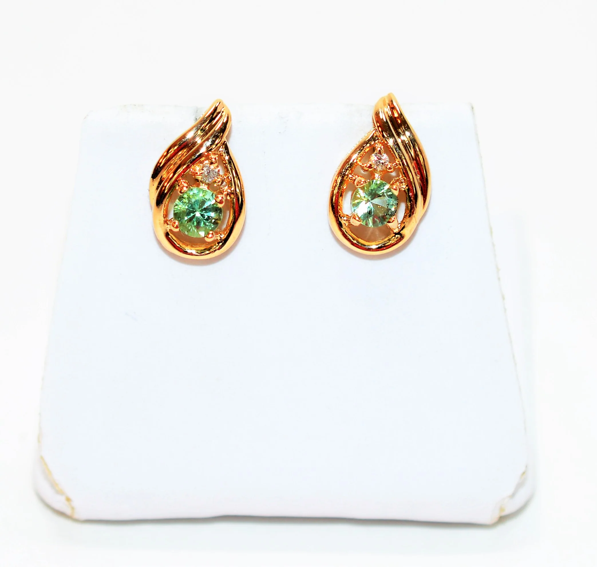 Natural Paraiba Tourmaline & Diamond Earrings 14K Solid Gold .52tcw Gemstone Earrings Stud Earrings Vintage Earrings Estate Womens Earrings - Image 10