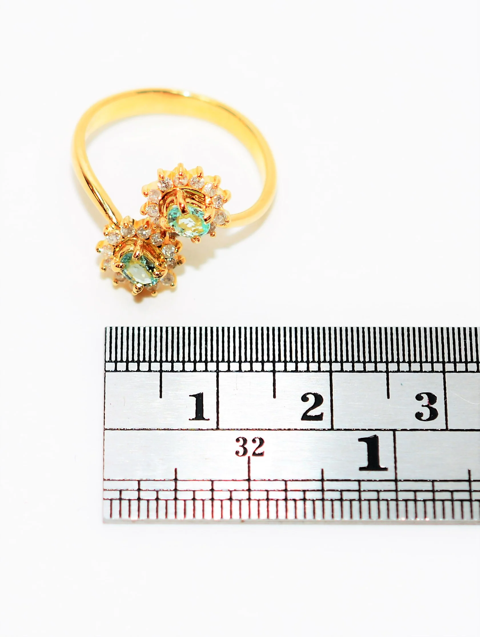 Natural Paraiba Tourmaline & Diamond Ring 18K Solid Gold .44tcw Gemstone Cluster Women's Ring Estate Jewelry Jewellery Fine Jewelry - Image 11