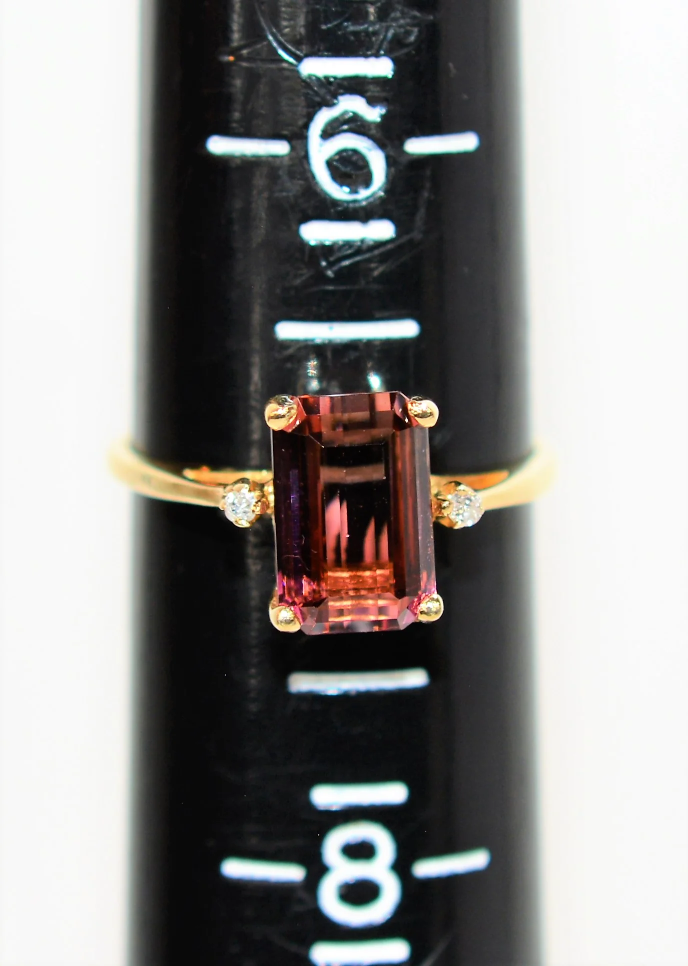 Natural Bi-Color Pink Tourmaline & Diamond Ring 10K Solid Gold 2.85tcw Engagement Ring Statement Ring Women's Ring Cocktail Ring Gemstone Ring - Image 9