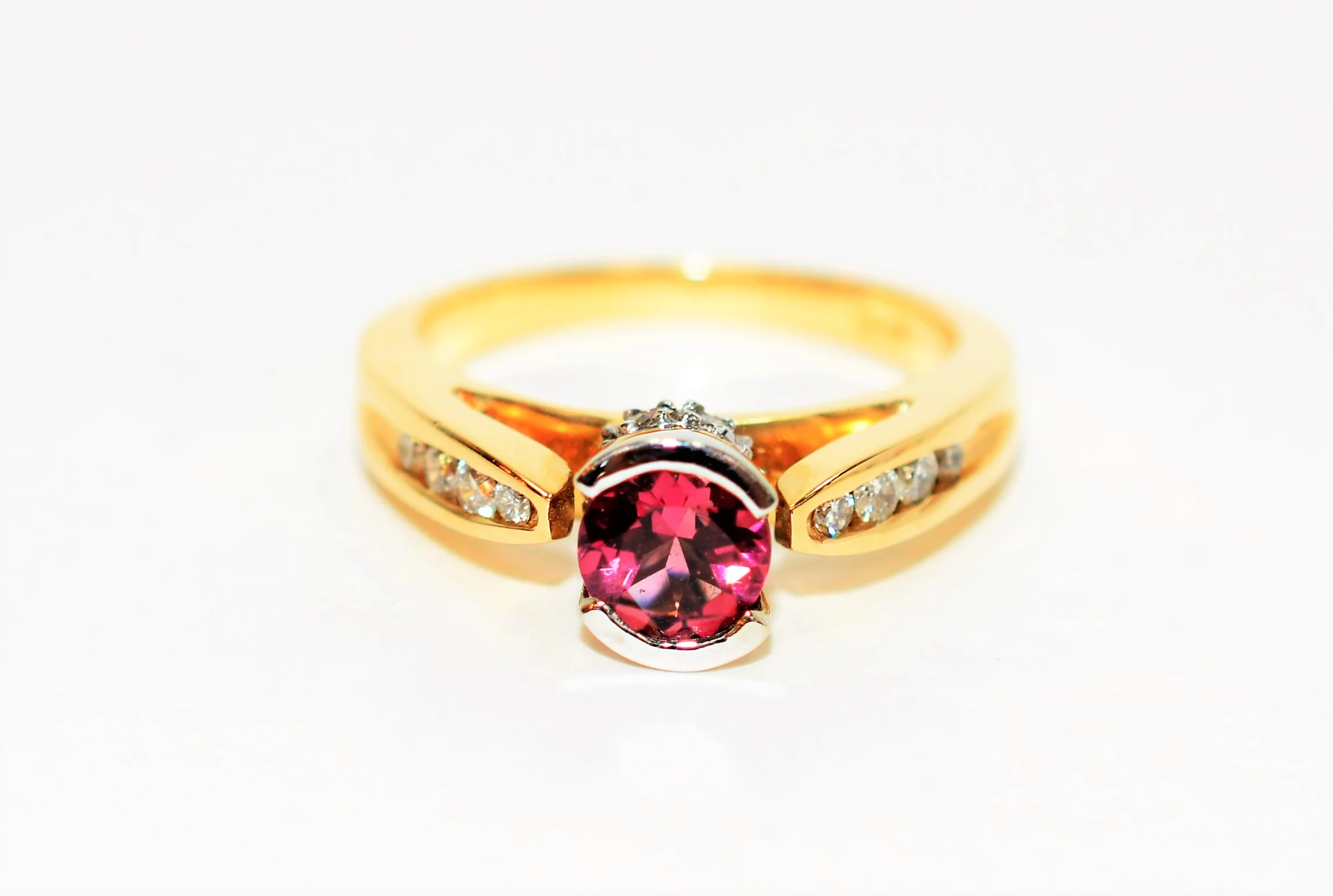 Natural Rubellite & Diamond Ring 14K Solid Gold .98tcw Pink Tourmaline Ring Womens Ring Engagement Ring Cocktail Ring Statement Ring Bridal