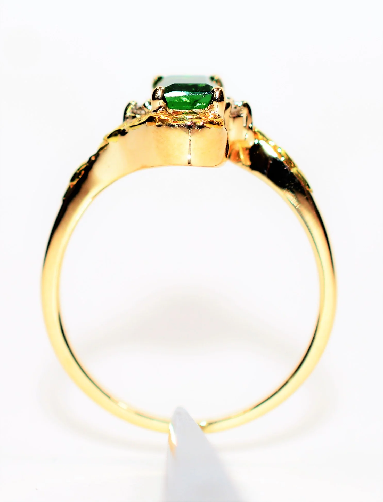 Natural Tsavorite Garnet & Diamond Ring 14K Solid Gold 1.01tcw Nugget Ring Garnet Ring January Birthstone Ring Green Gemstone Ladies Ring - Image 3