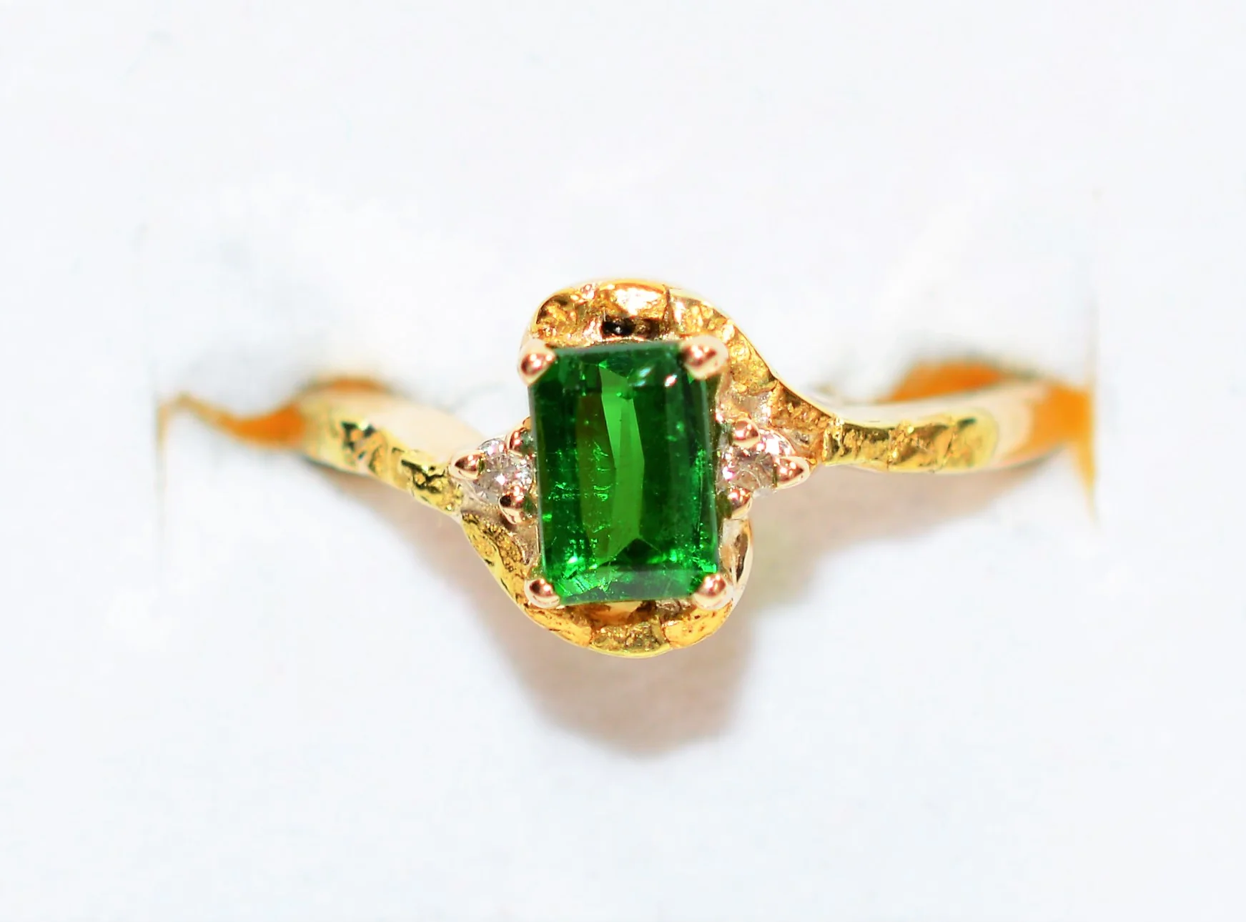 Natural Tsavorite Garnet & Diamond Ring 14K Solid Gold 1.01tcw Nugget Ring Garnet Ring January Birthstone Ring Green Gemstone Ladies Ring - Image 5