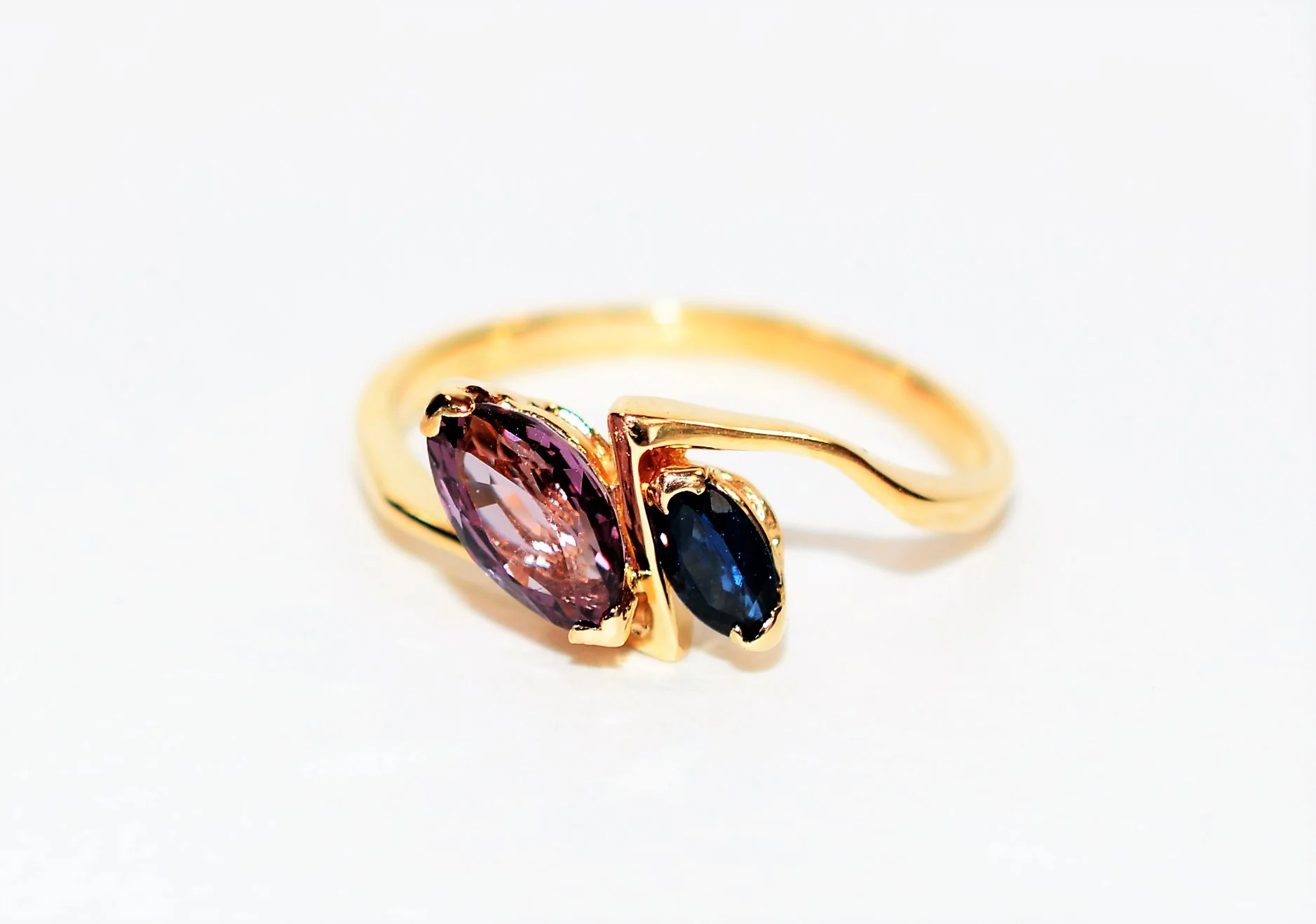 Natural Spinel & Blue Sapphire Ring 14K Solid Gold .75tcw Gemstone Ring Birthstone Ring Multistone Ring Statement Ring Women's Ring Jewelry