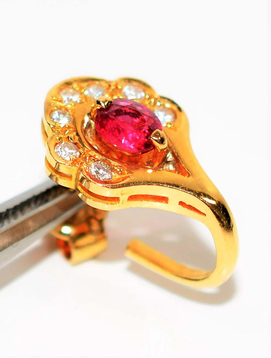 Natural Burmese Ruby & Diamond Earrings 18K Solid Gold 1.25tcw Ruby Earrings Gemstone Earrings Cocktail Earrings Statement Women's Earrings - Image 7