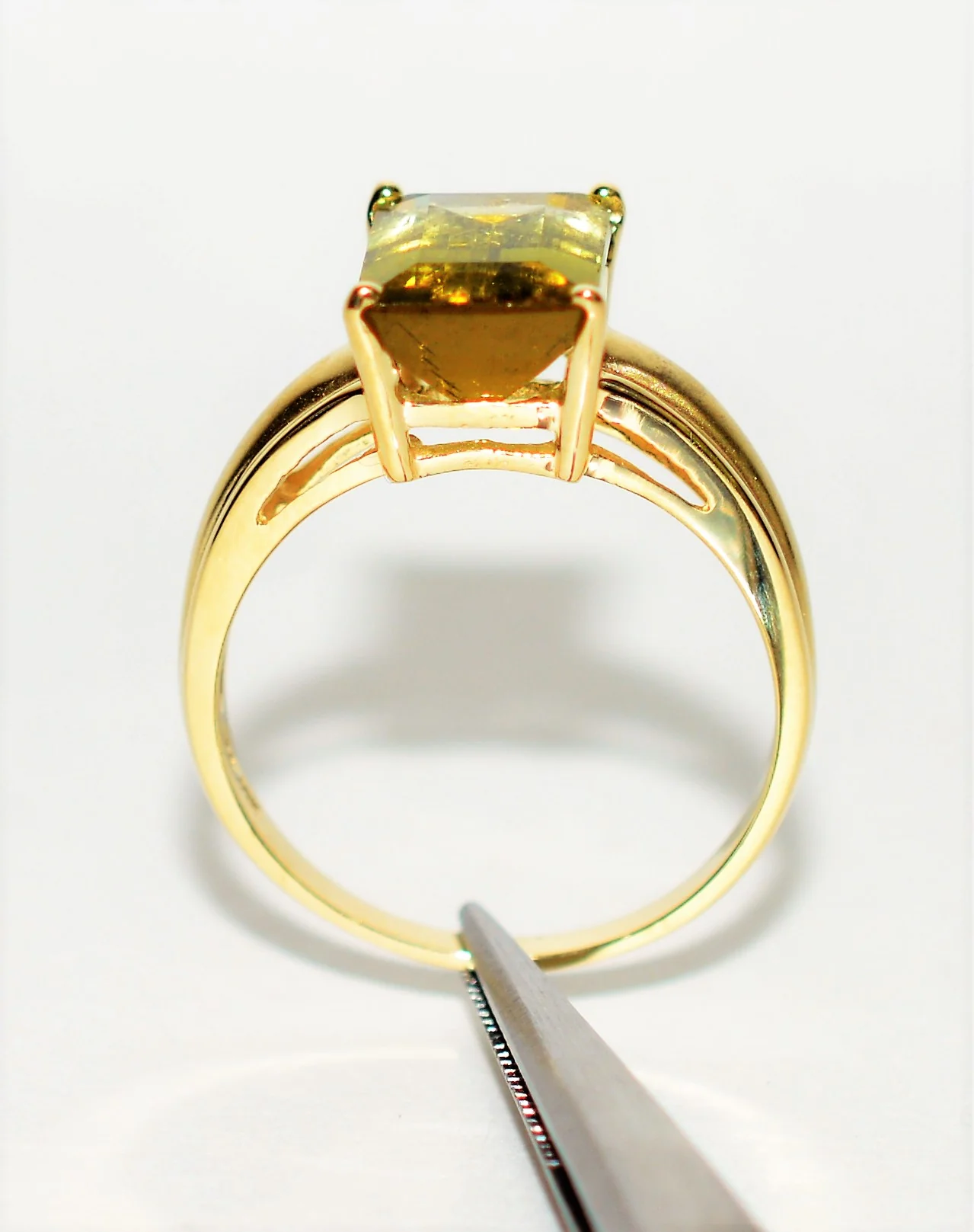 Natural Bi-Color Tourmaline Ring 10K Solid Gold 3.51ct Green Tourmaline Ring Solitaire Ring Statement Ring Women's Ring Fine Birthstone Ring - Image 3