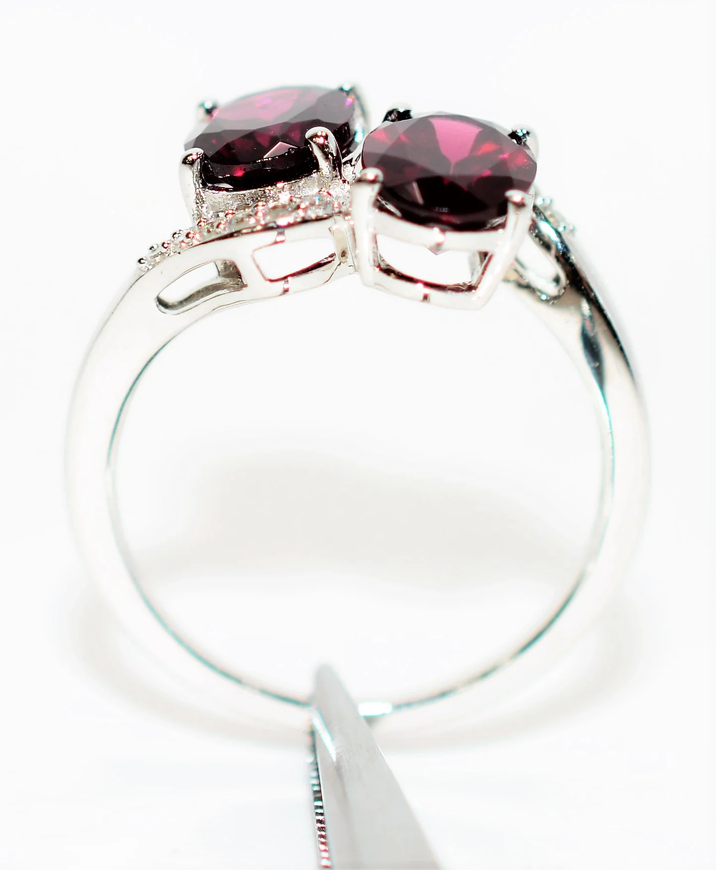 Natural Rubellite & Diamond Ring 10K Solid White Gold 2.72tcw Pink Tourmaline Ring Multistone Ring Statement Ring Cocktail Ring Womens Ring - Image 3