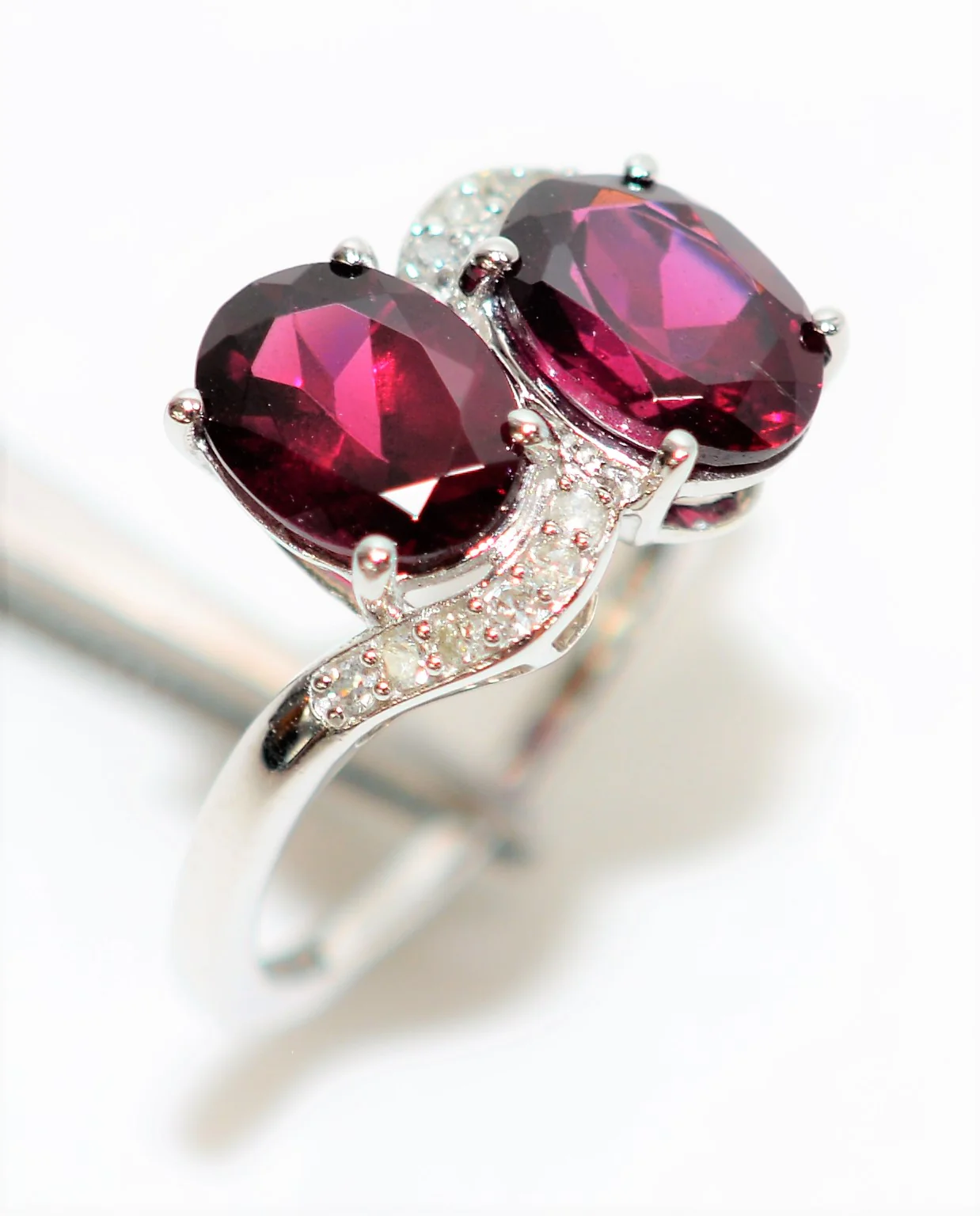 Natural Rubellite & Diamond Ring 10K Solid White Gold 2.72tcw Pink Tourmaline Ring Multistone Ring Statement Ring Cocktail Ring Womens Ring - Image 4