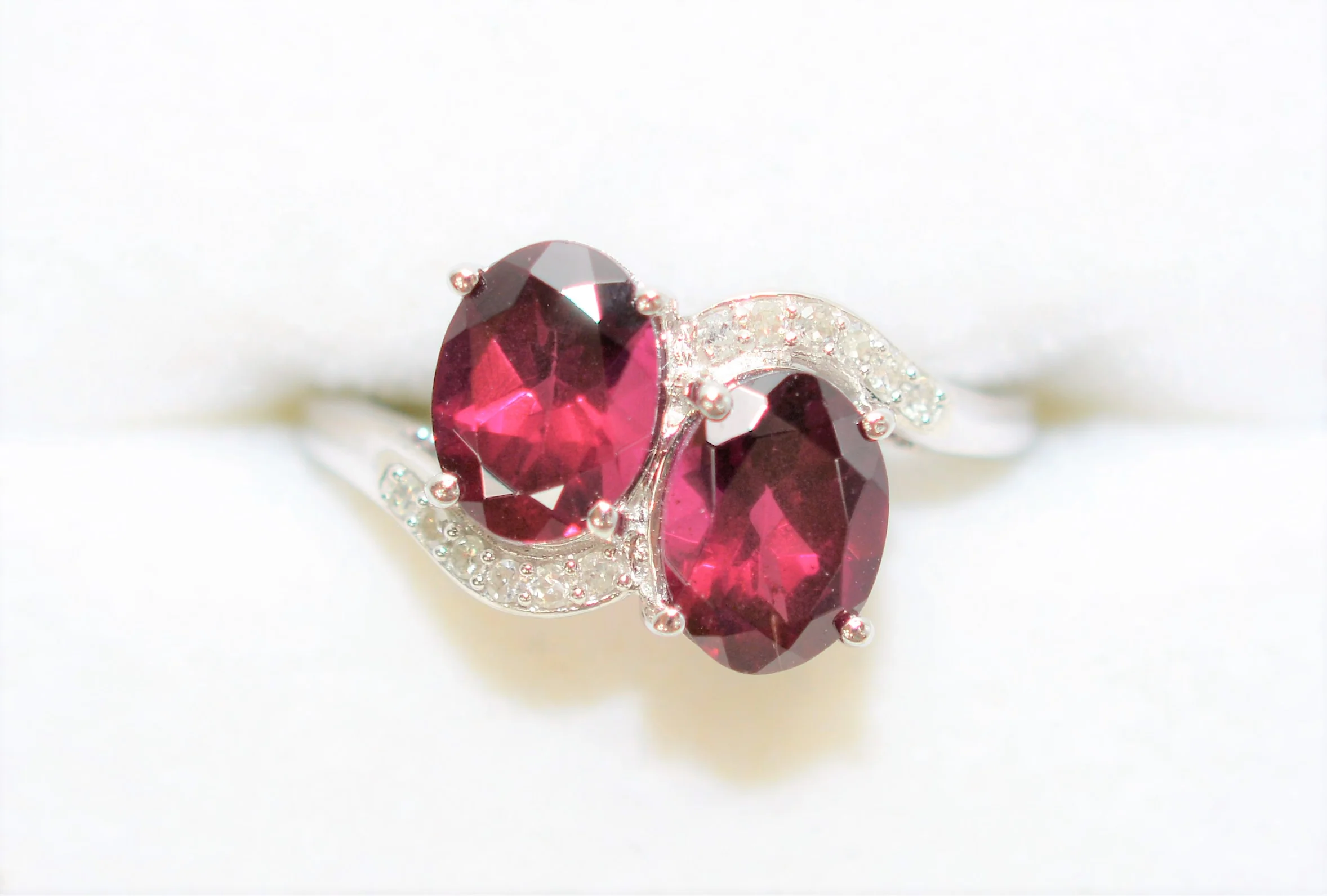Natural Rubellite & Diamond Ring 10K Solid White Gold 2.72tcw Pink Tourmaline Ring Multistone Ring Statement Ring Cocktail Ring Womens Ring - Image 5