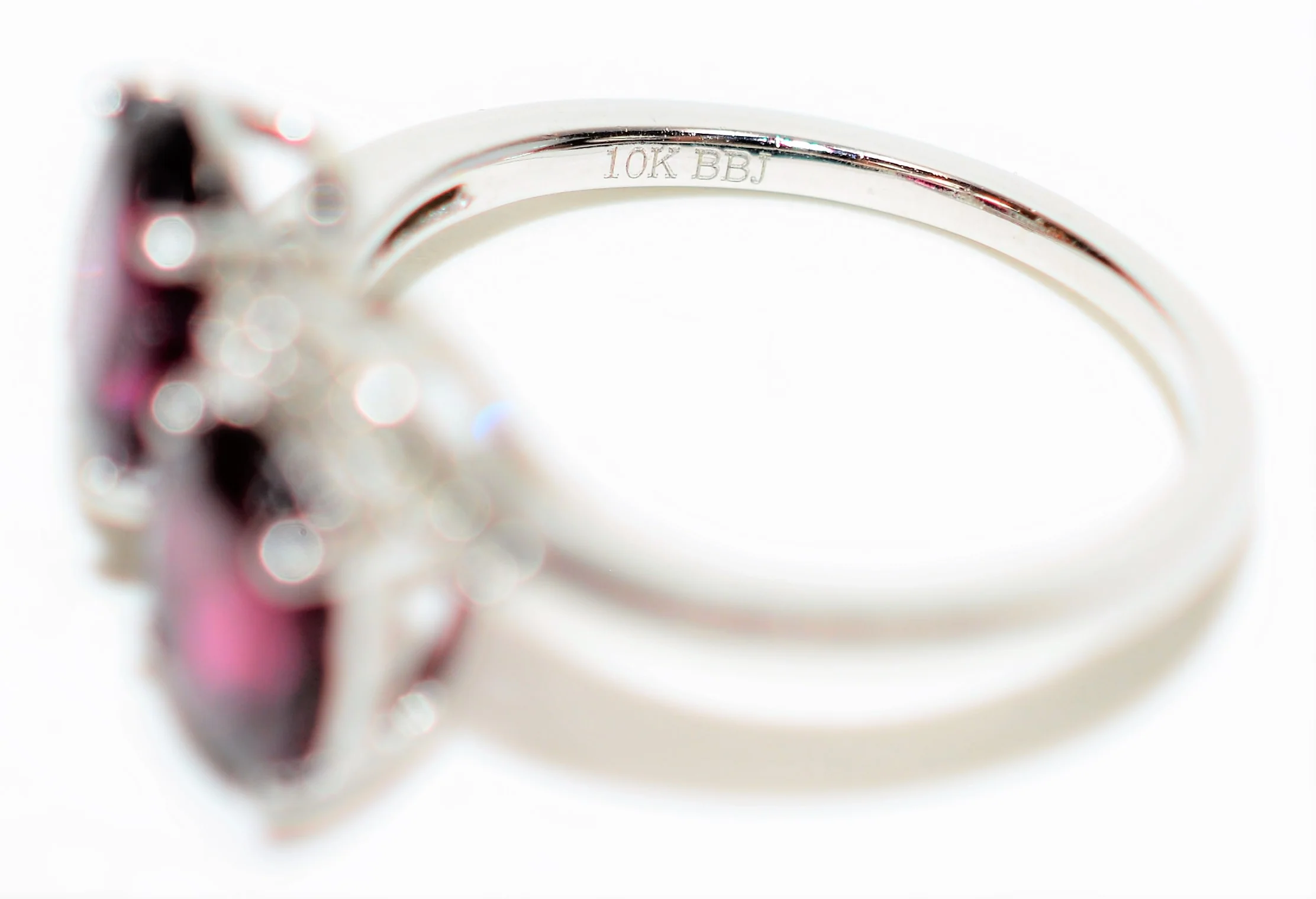 Natural Rubellite & Diamond Ring 10K Solid White Gold 2.72tcw Pink Tourmaline Ring Multistone Ring Statement Ring Cocktail Ring Womens Ring - Image 6