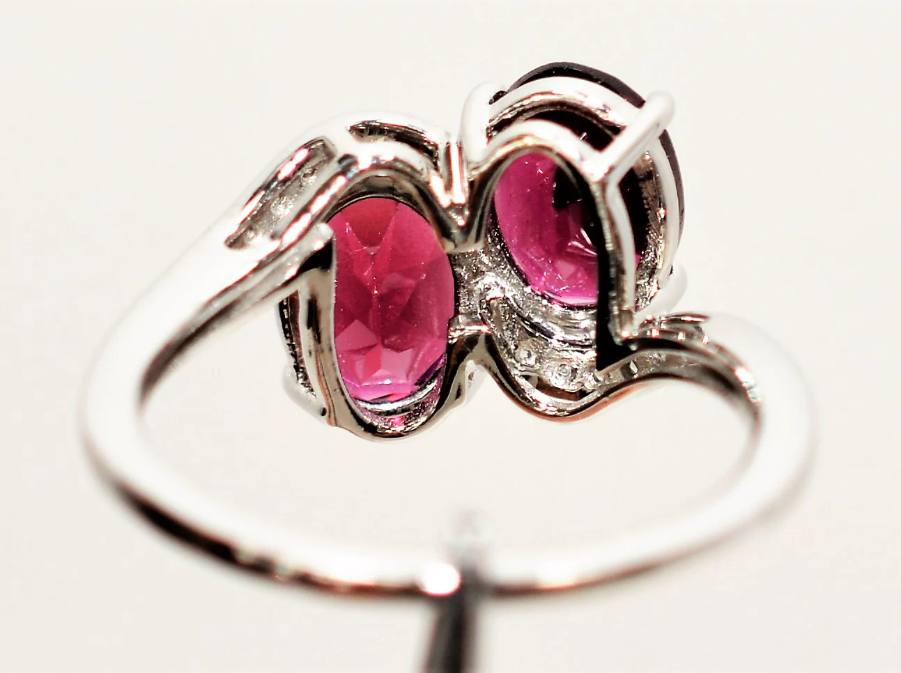 Natural Rubellite & Diamond Ring 10K Solid White Gold 2.72tcw Pink Tourmaline Ring Multistone Ring Statement Ring Cocktail Ring Womens Ring - Image 7