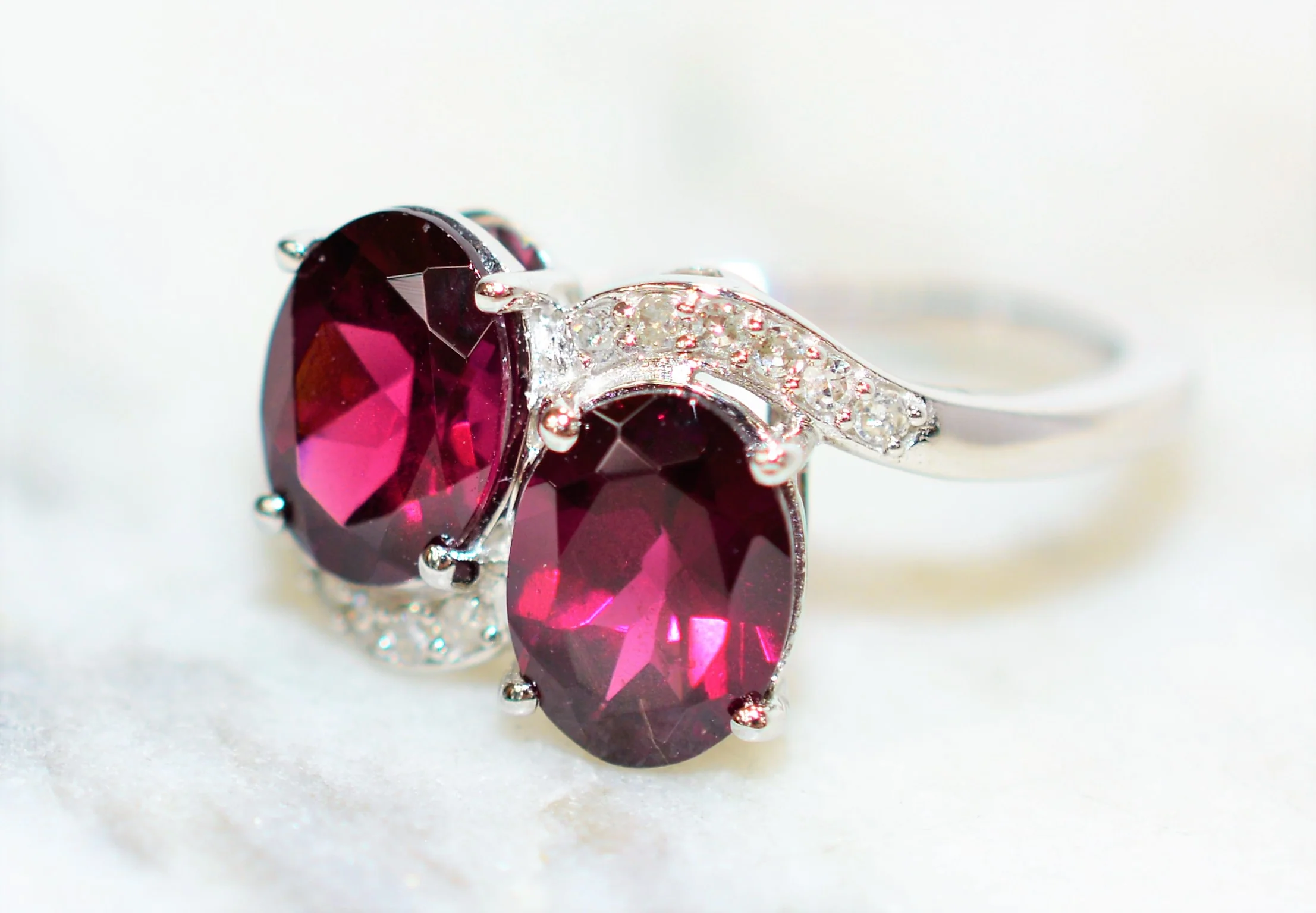Natural Rubellite & Diamond Ring 10K Solid White Gold 2.72tcw Pink Tourmaline Ring Multistone Ring Statement Ring Cocktail Ring Womens Ring - Image 8