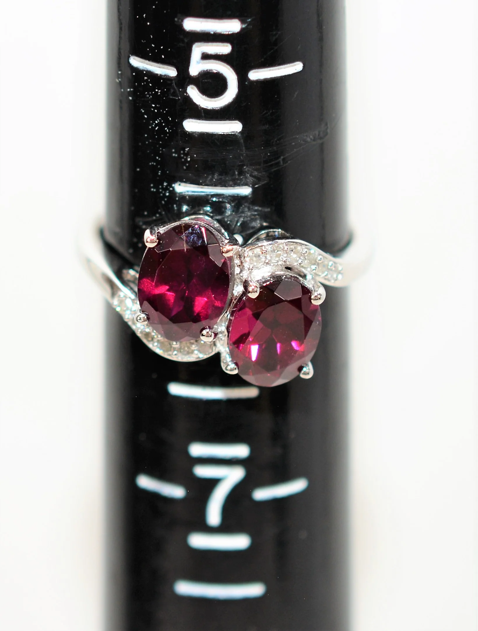Natural Rubellite & Diamond Ring 10K Solid White Gold 2.72tcw Pink Tourmaline Ring Multistone Ring Statement Ring Cocktail Ring Womens Ring - Image 9