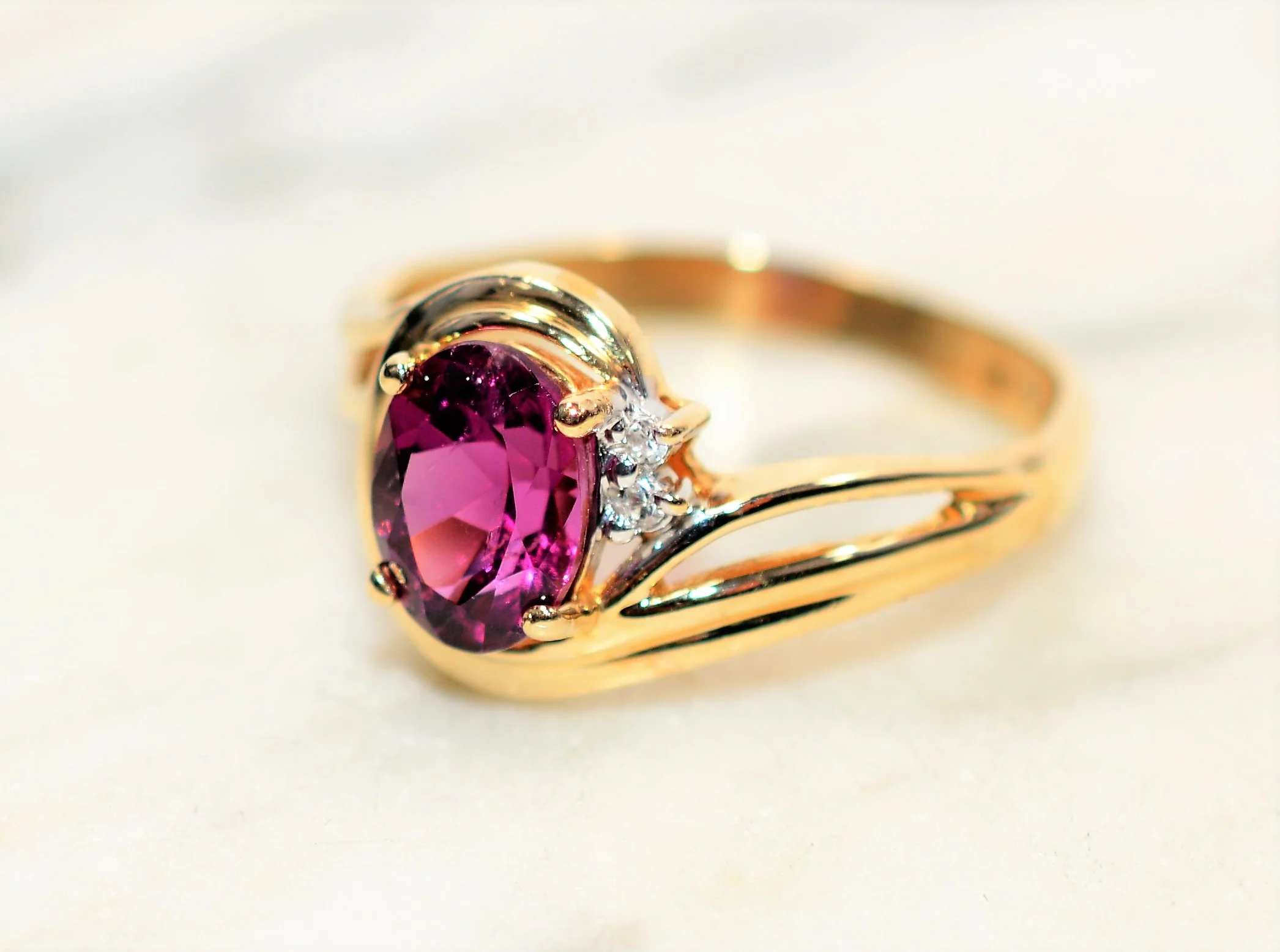 Natural Rubellite & Diamond Ring 14K Solid Gold 1.60tcw Pink Tourmaline Ring Gemstone Ring Womens Ring Ladies Ring Statement Ring Birthstone - Image 8