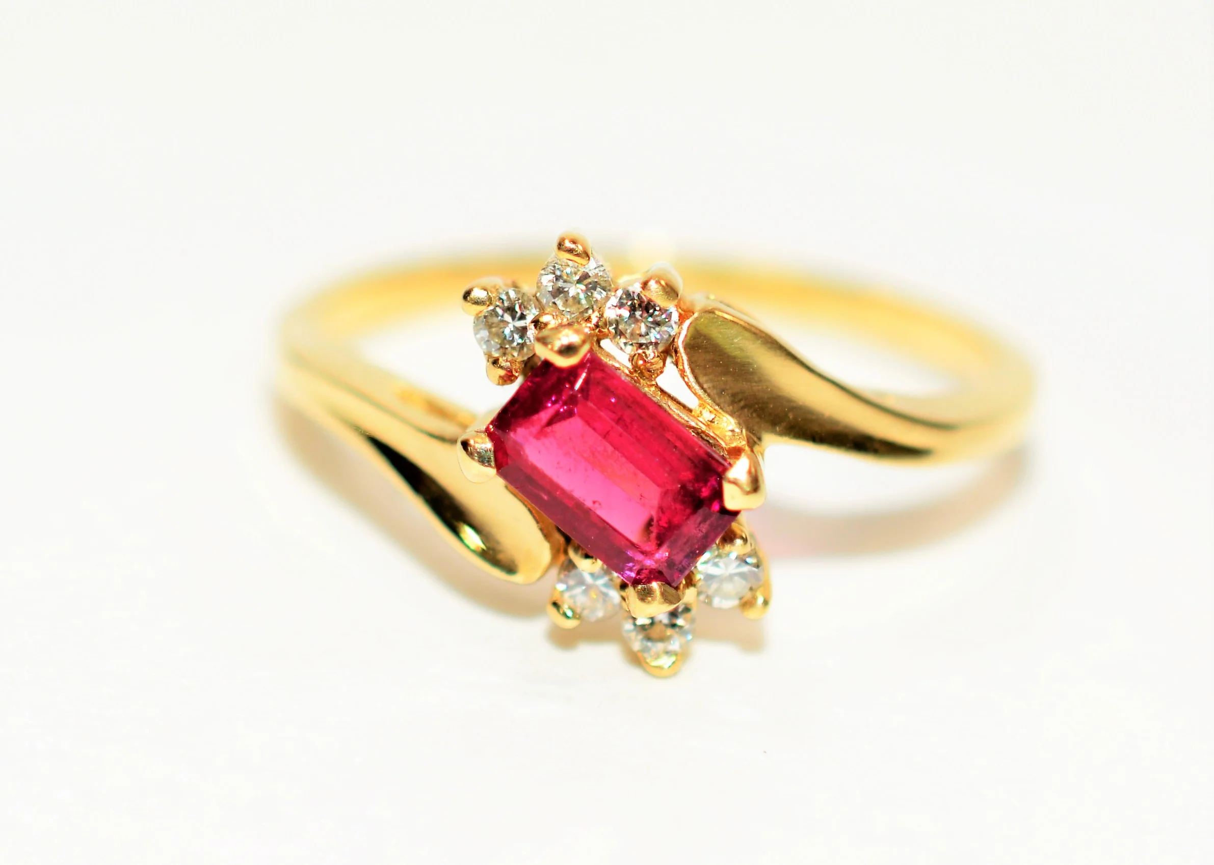 Natural Rubellite & Diamond Ring 14K Solid Gold .67tcw Pink Tourmaline Ring Statement Ring Womens Ring Gemstone Ring Birthstone Ring Jewelry